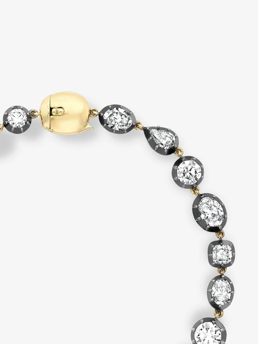 Signature Multi-Shape Diamond Button Back Bracelet View 4