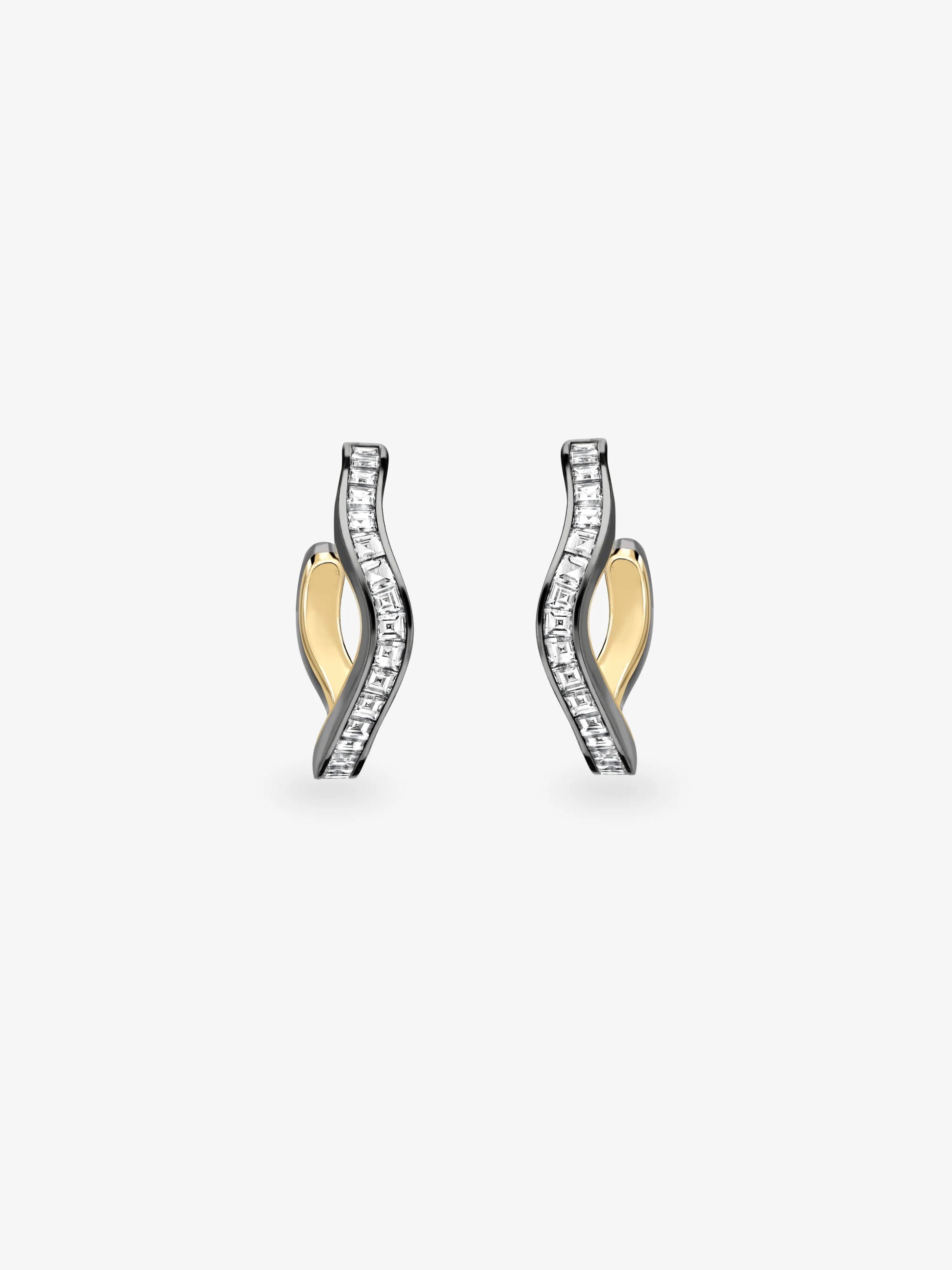 Carmela Carré-Cut Diamond & Blackened Gold Spaghetti Hoop Earrings View 1