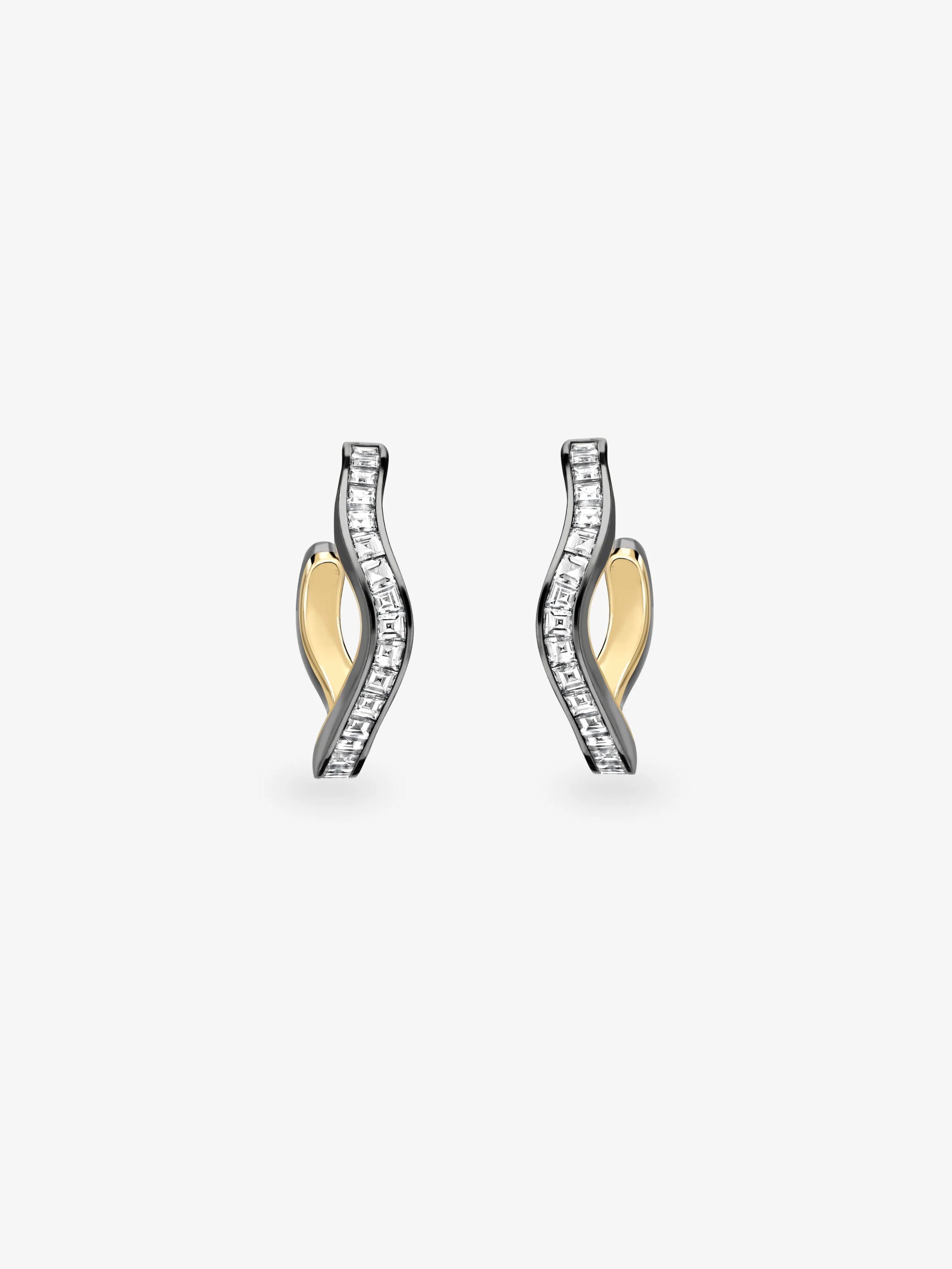 Carmela Carré-Cut Diamond & Blackened Gold Spaghetti Hoop Earrings View 1