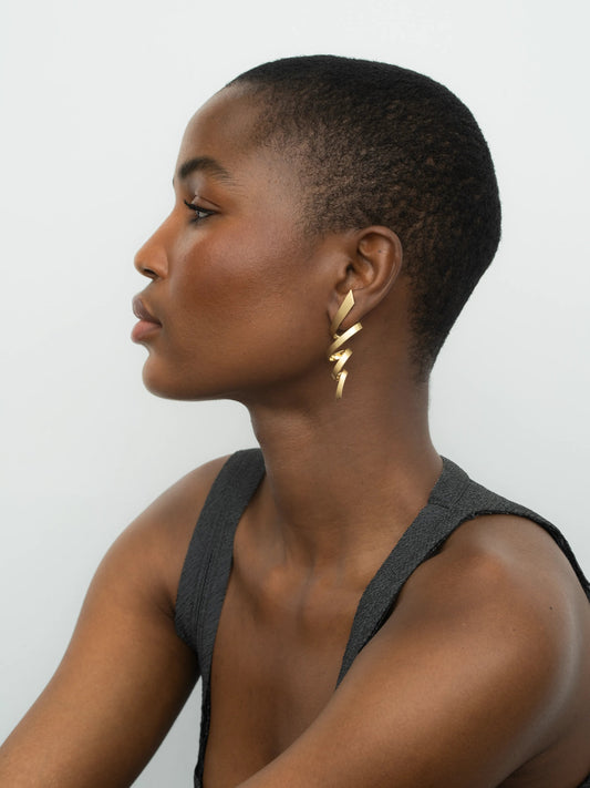 Carmela Gold Tagliatelle Earrings View 3