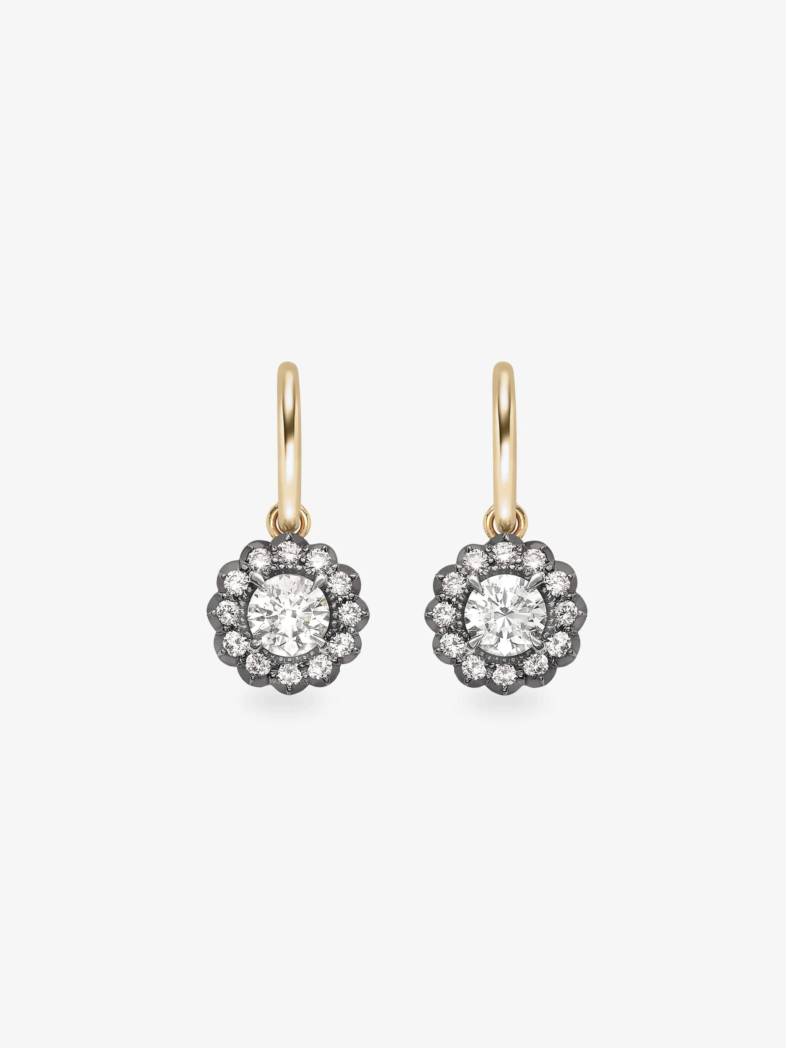 Daisy Diamond & Blackened Gold Gypset Hoop Earrings View 1