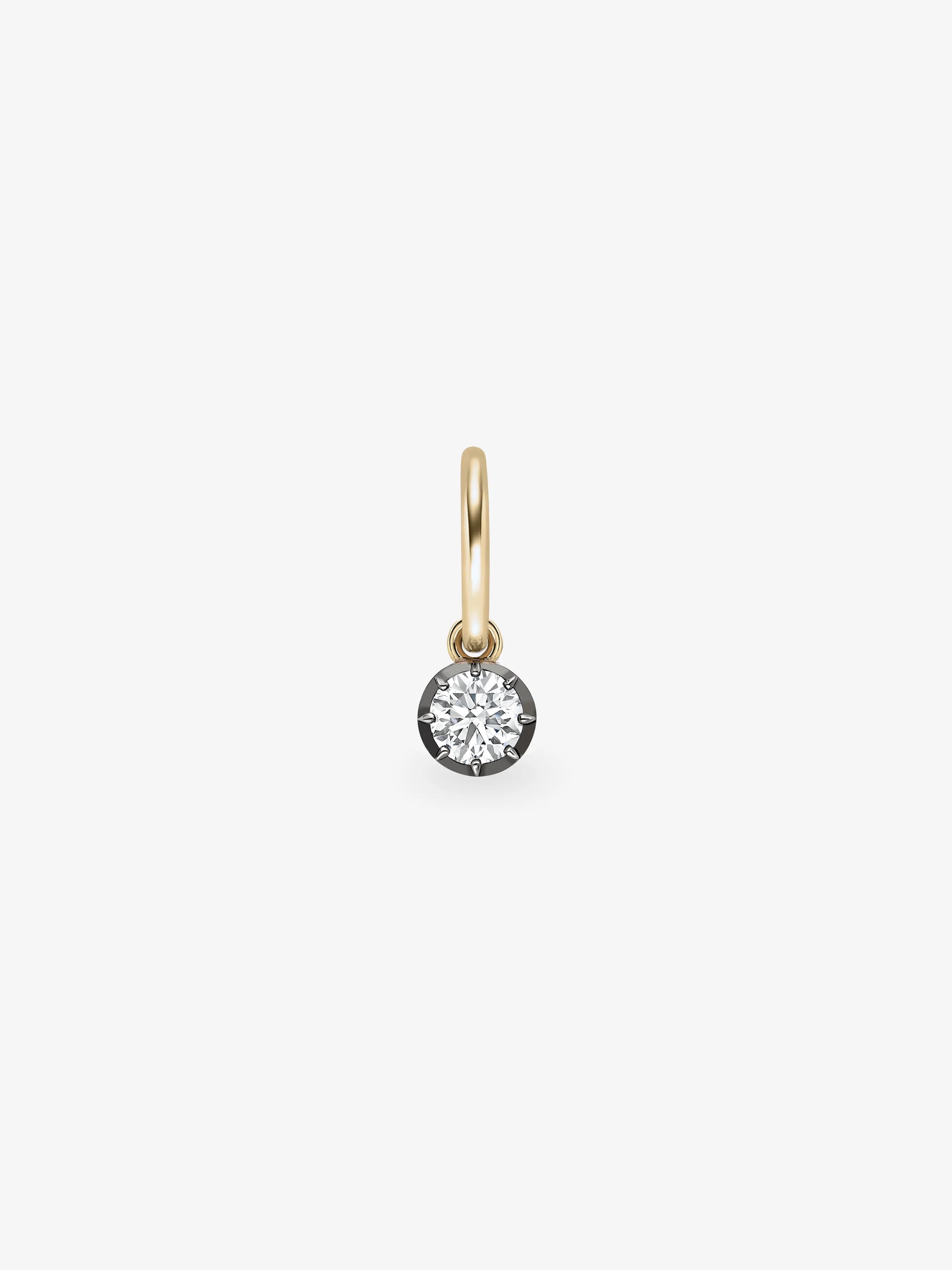 0.40ct Diamond & Blackened Gold Single Gypset Hoop Earring View 1