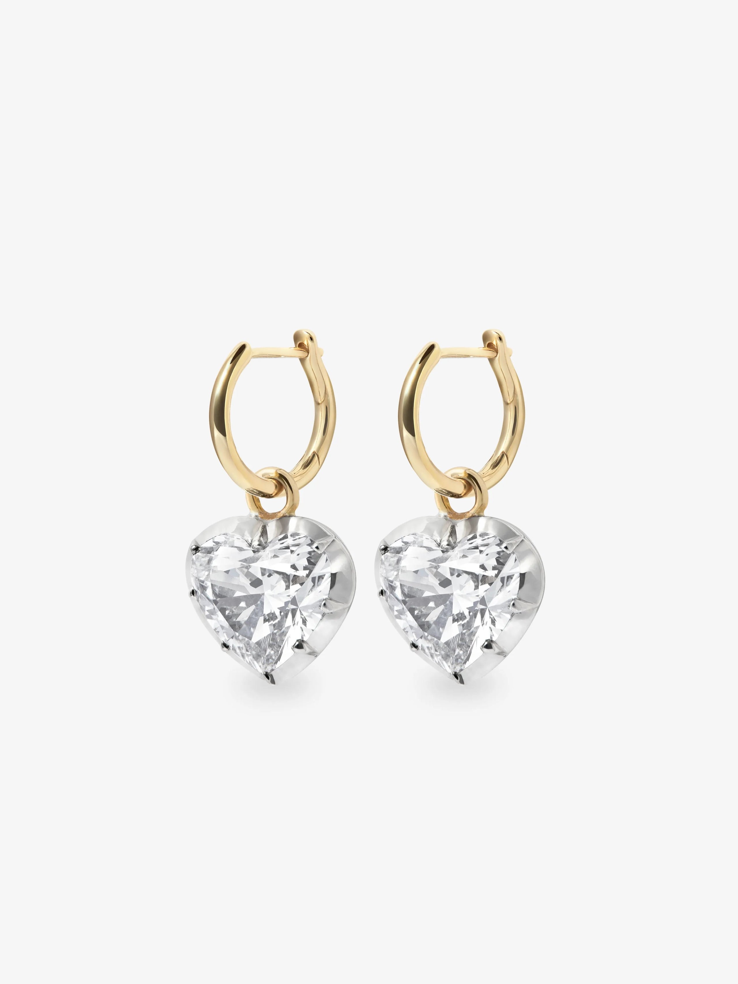 2ct Heart-Shaped Diamond & White Gold Gypset Hoop Earrings View 2