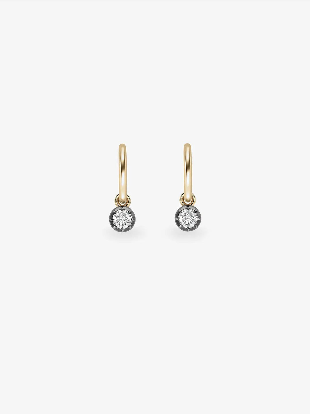 0.20ct Diamond & Blackened Gold Gypset Hoop Earrings  View 1