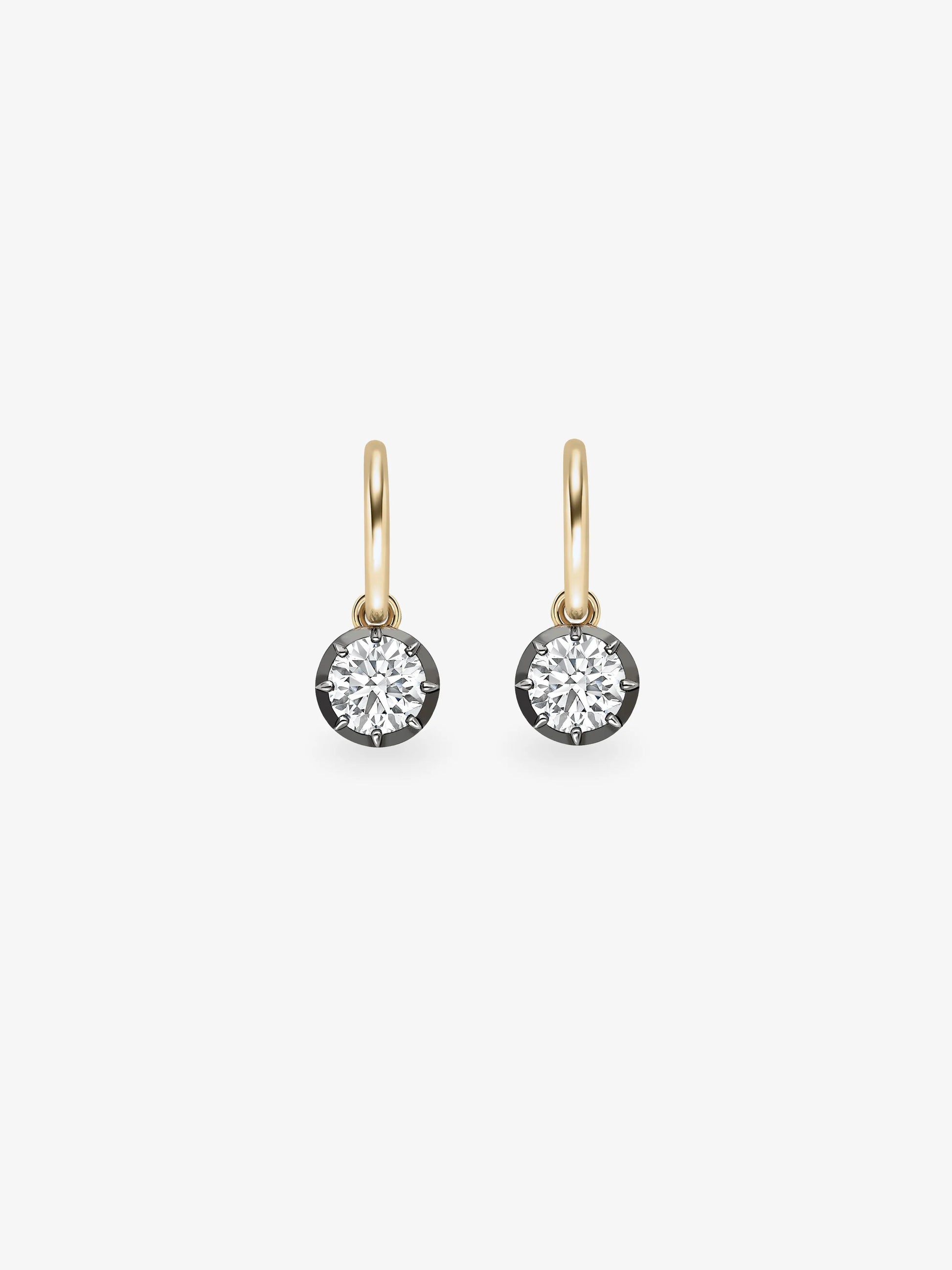 0.90ct Diamond & Blackened Gold Gypset Hoop Earrings View 1