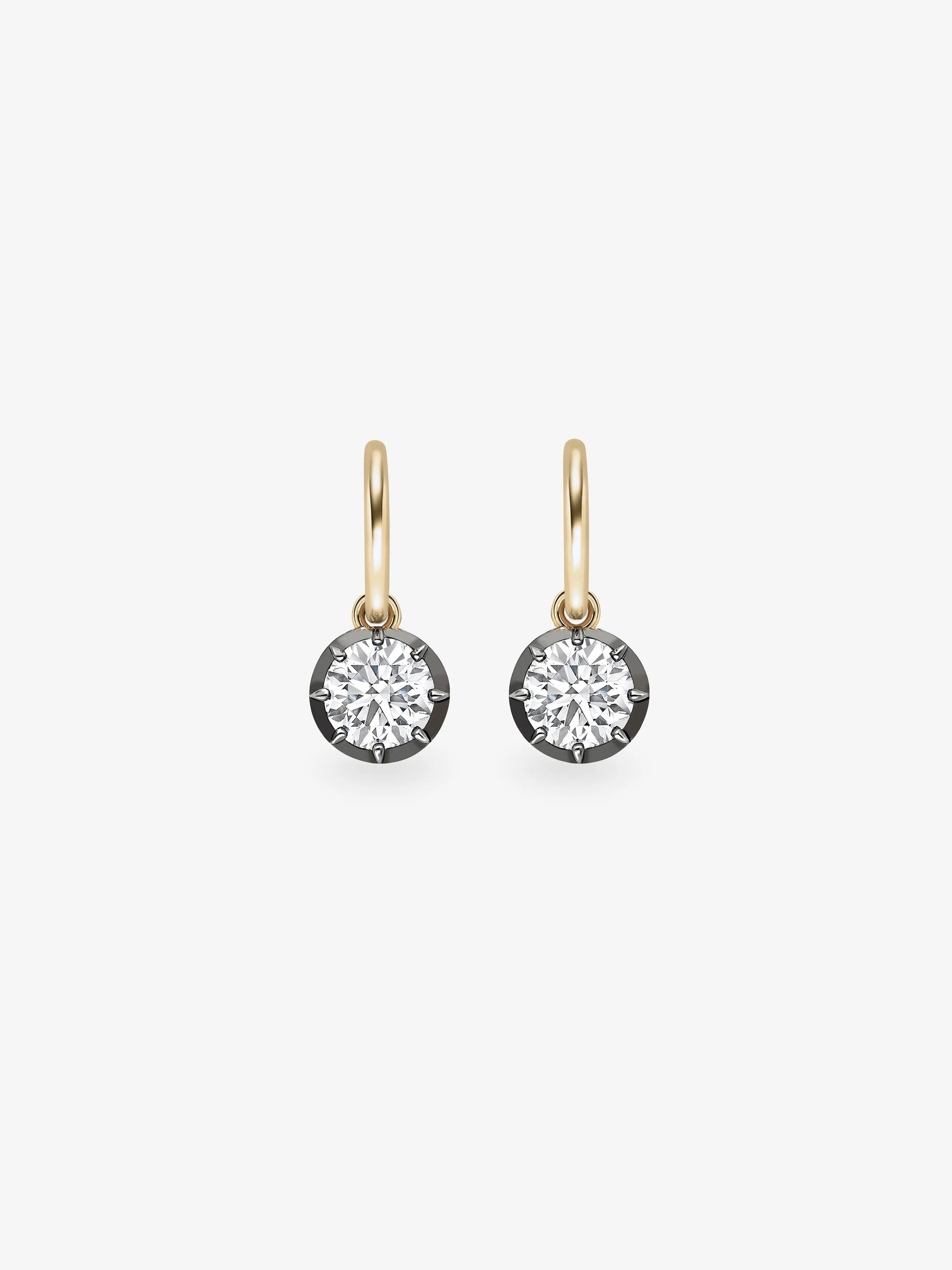 1ct Diamond & Blackened Gold Gypset Hoop Earrings View 1