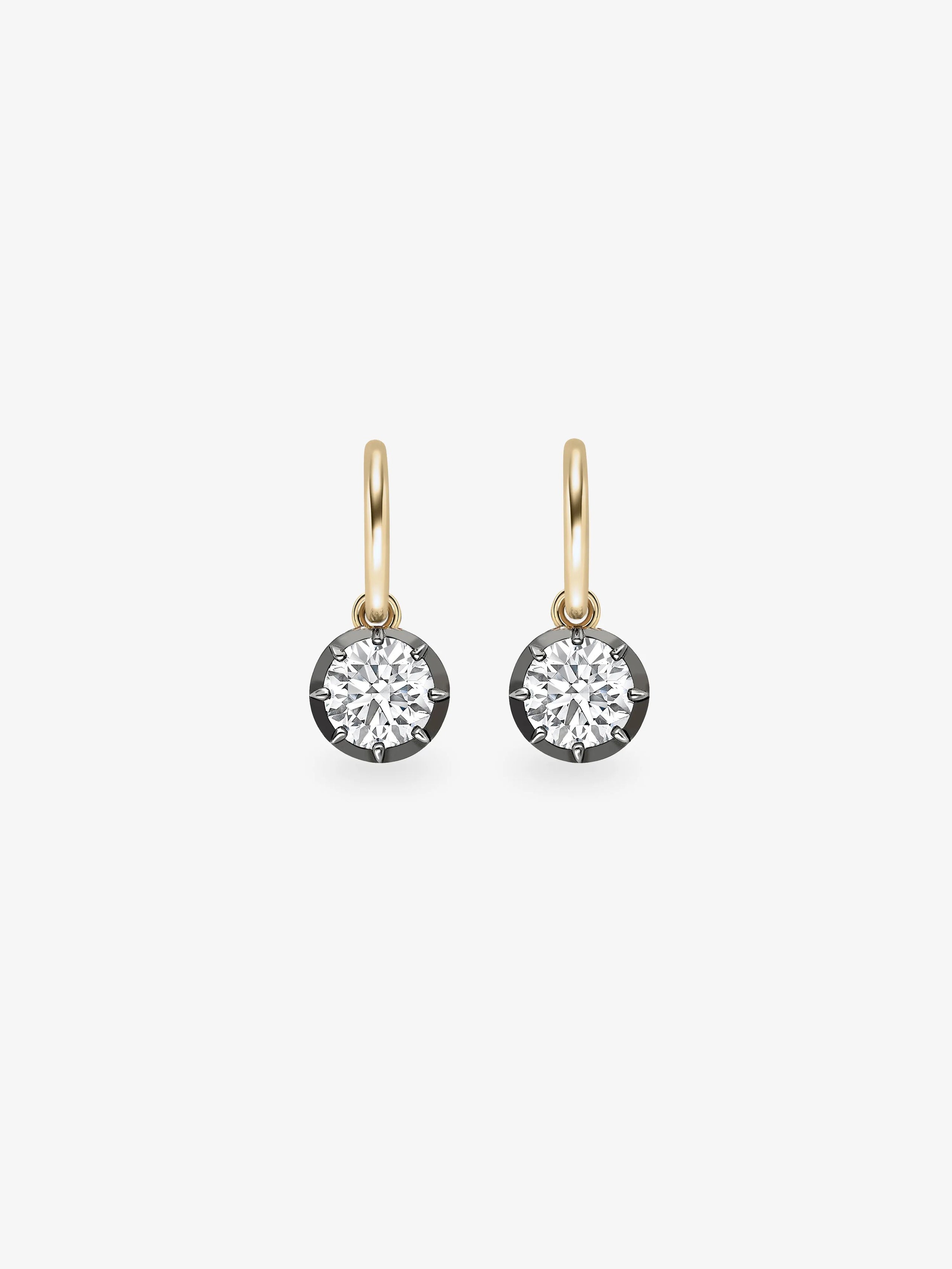 1ct Diamond & Blackened Gold Gypset Hoop Earrings View 1