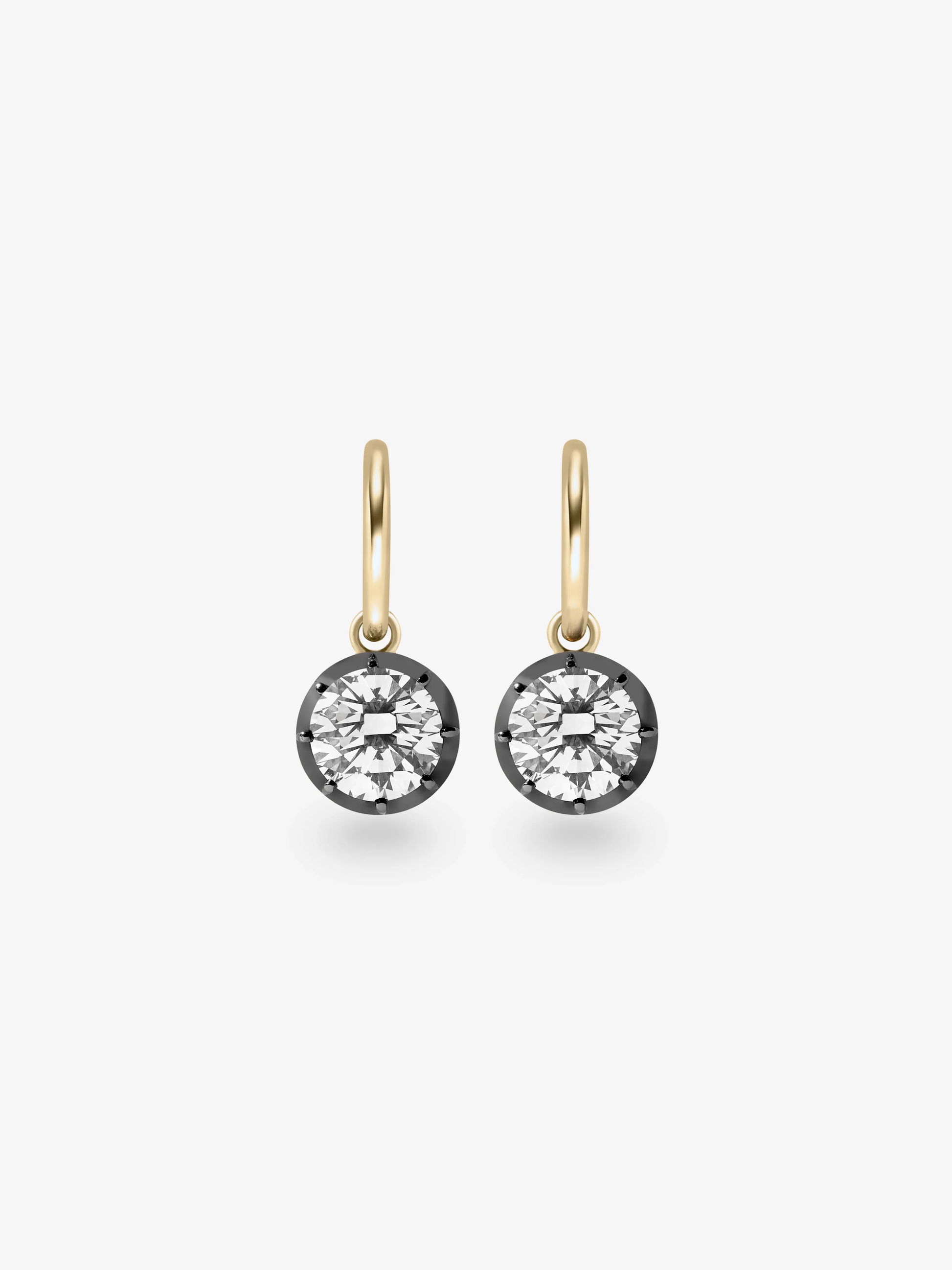 1.50ct Diamond & Blackened Gold Gypset Hoop Earrings View 1