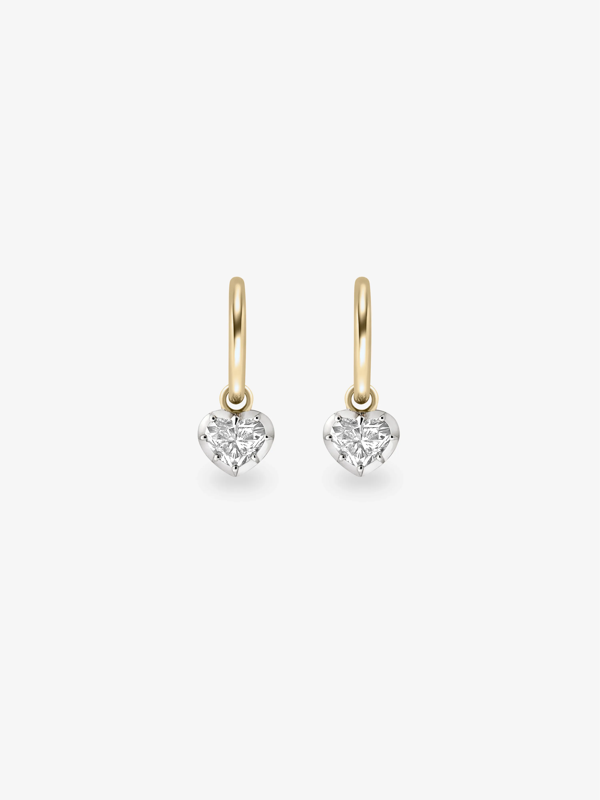 0.50ct Heart-Shaped White Gold Gypset Hoop Earrings View 1