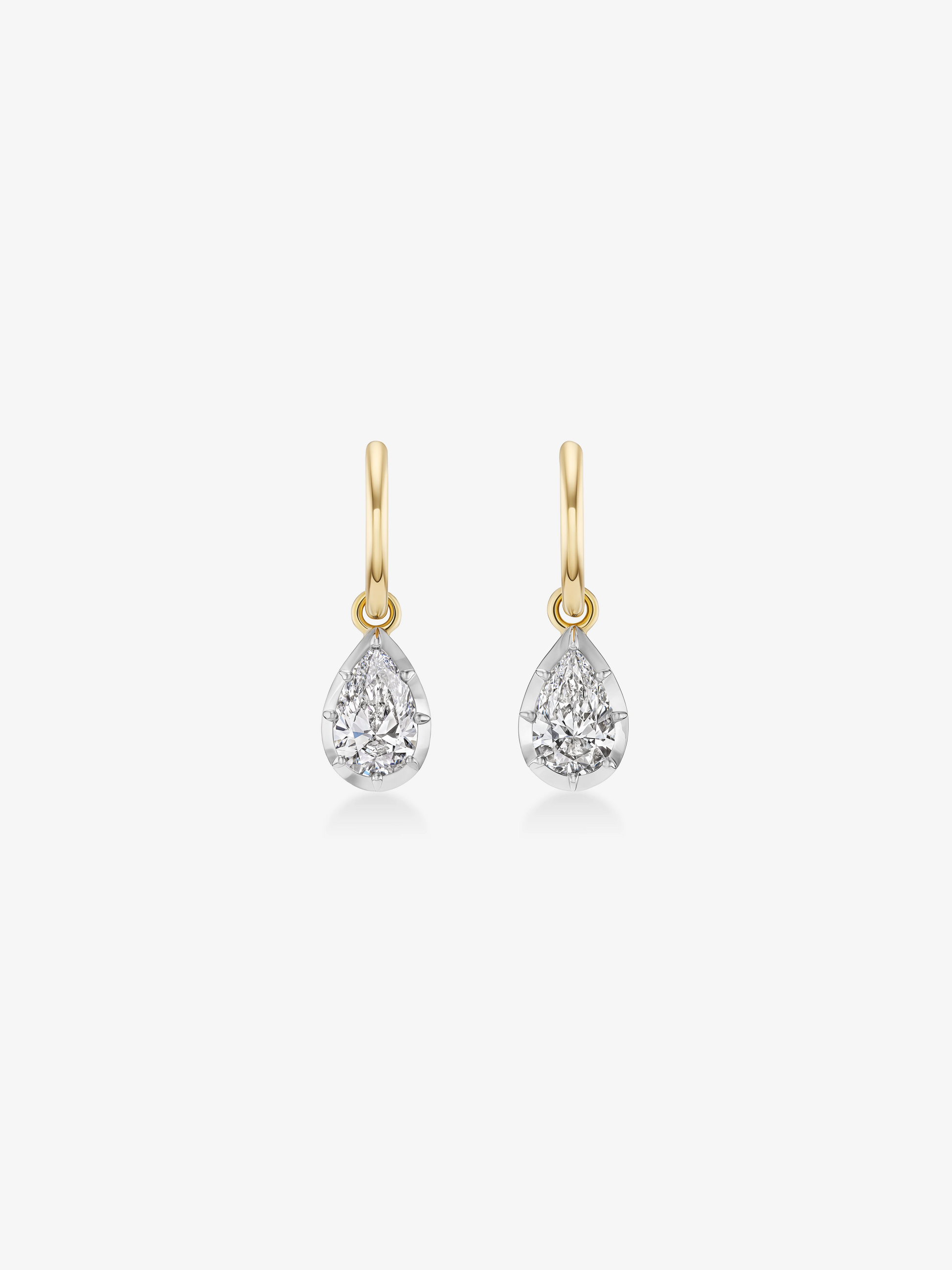 0.70ct Pear-Shaped Diamond & White Gold Point Up Gypset Hoop Earrings View 1