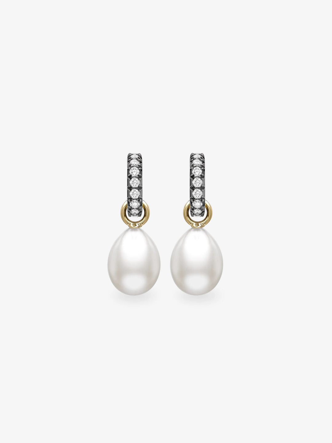 Diamond & Pearl Cut-Down Hoop Earrings  View 1