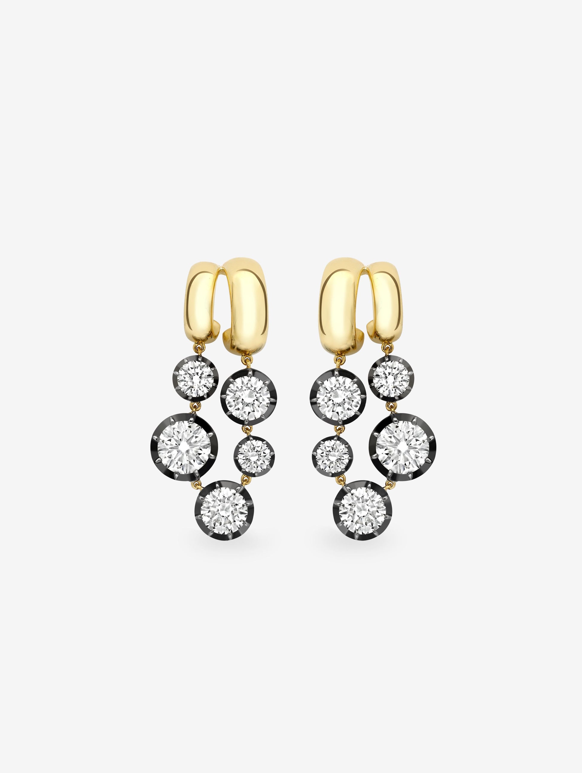 Solar Diamond & Blackened Gold Gypset Earrings View 1