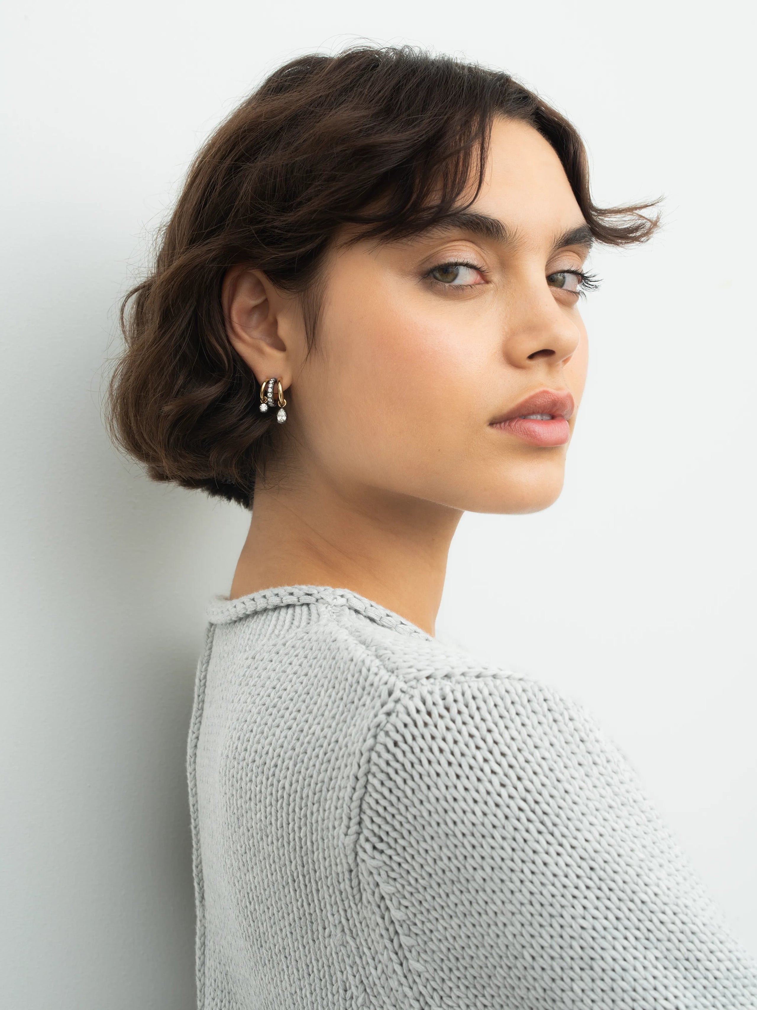 Multi-Shape Diamond Tripset Hoops View 3