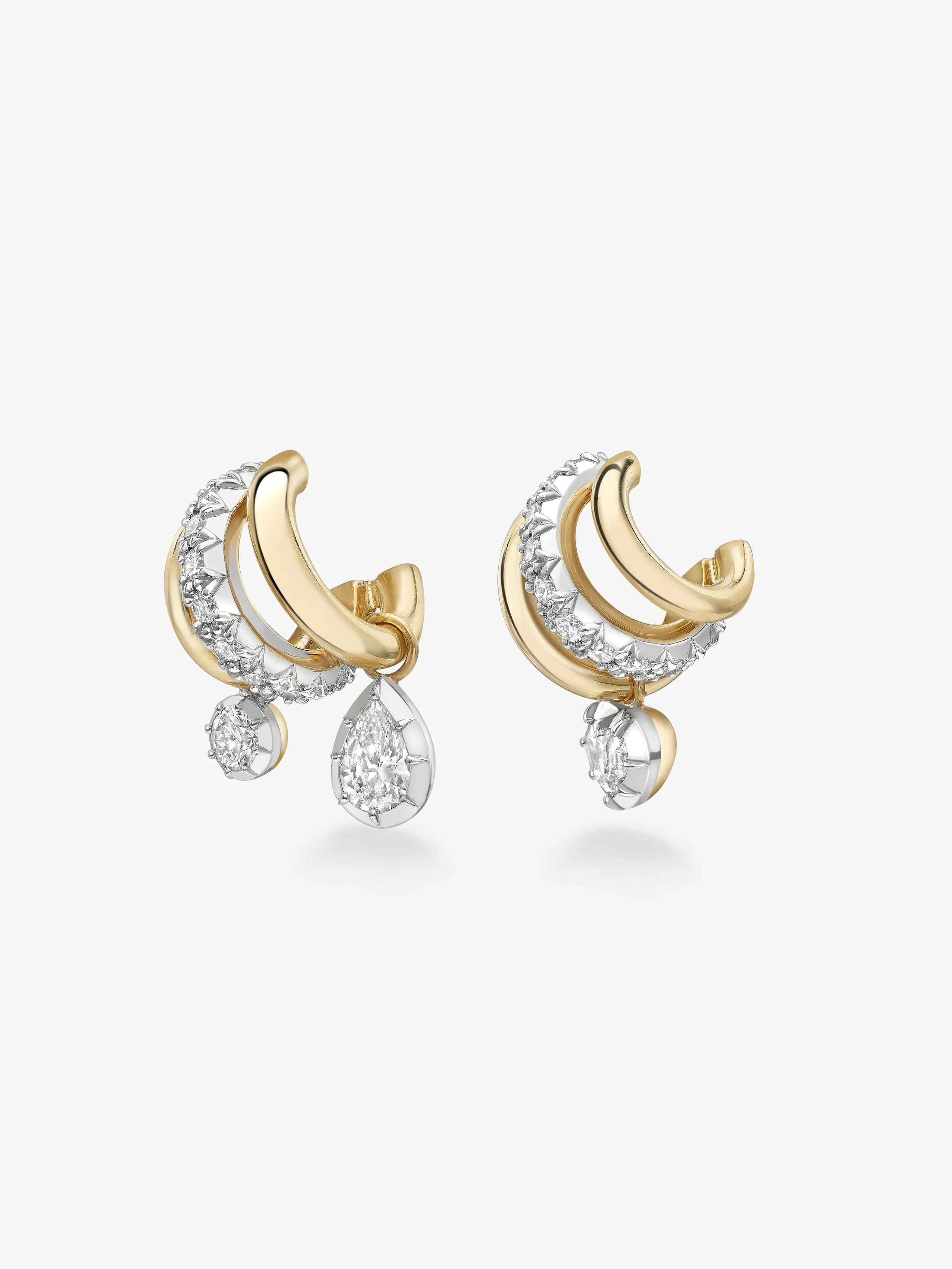 Multi-Shape Diamond & White Gold Tripset Hoops View 2