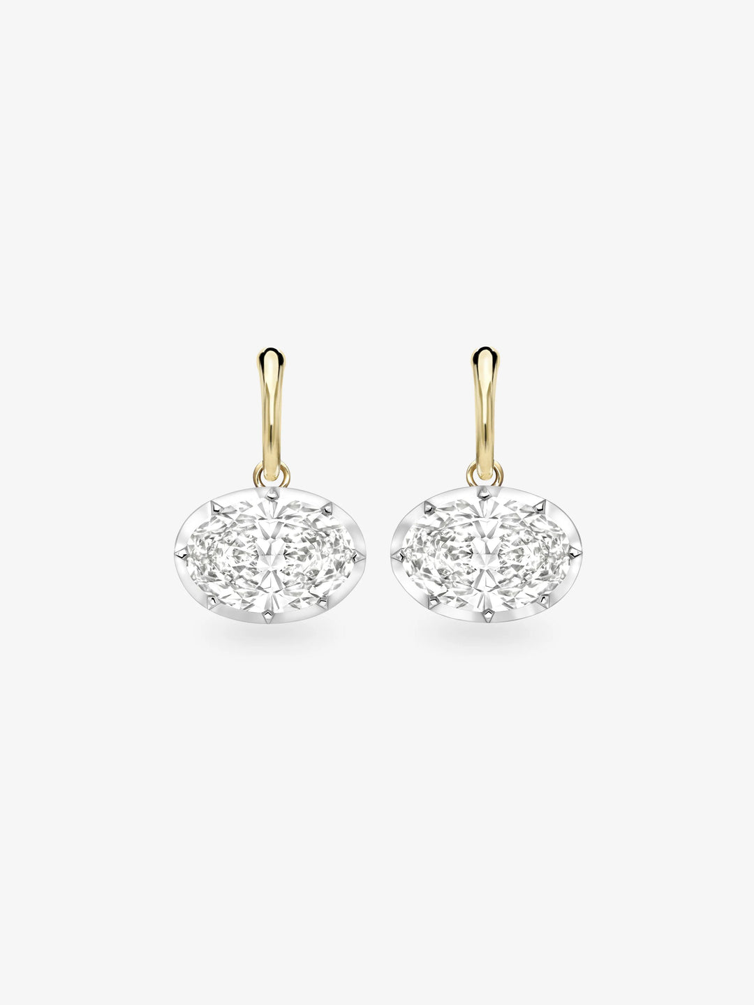 6.23ct Oval Diamond & White Gold Gypset Hoop Earrings  View 1