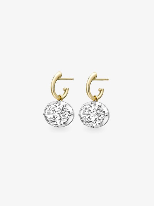 6.23ct Oval Diamond & White Gold Gypset Hoop Earrings View 2