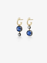 Asymmetric Oval Sapphire & Diamond Hoop Earrings