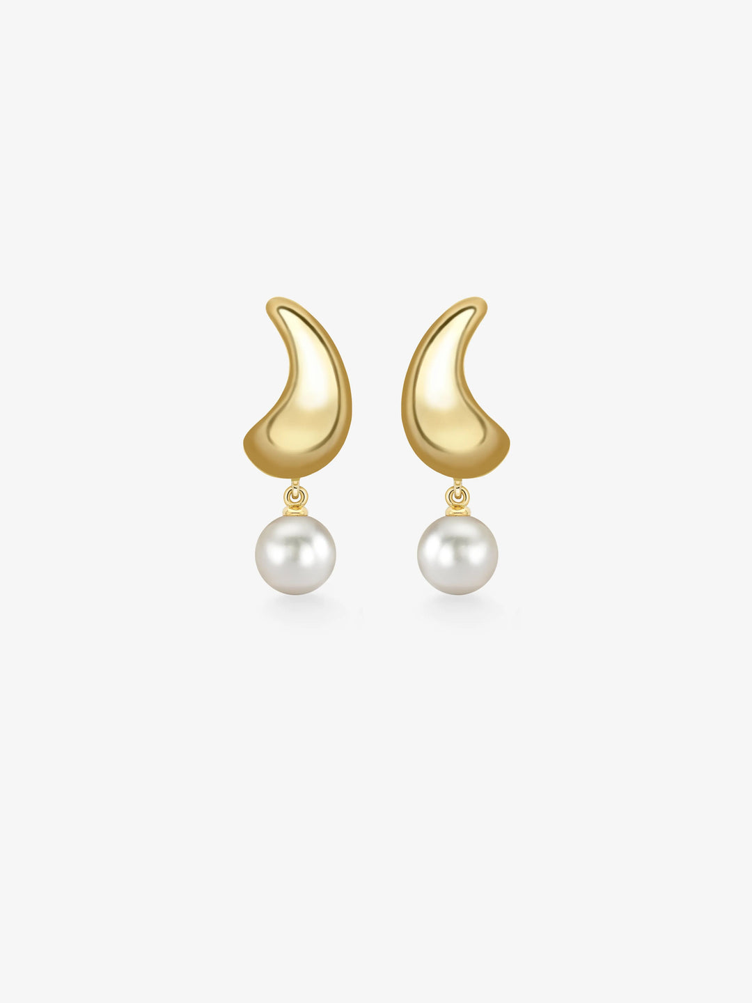 Rush Hour Small 'Til Late Yellow Gold Pearl Earrings  View 1