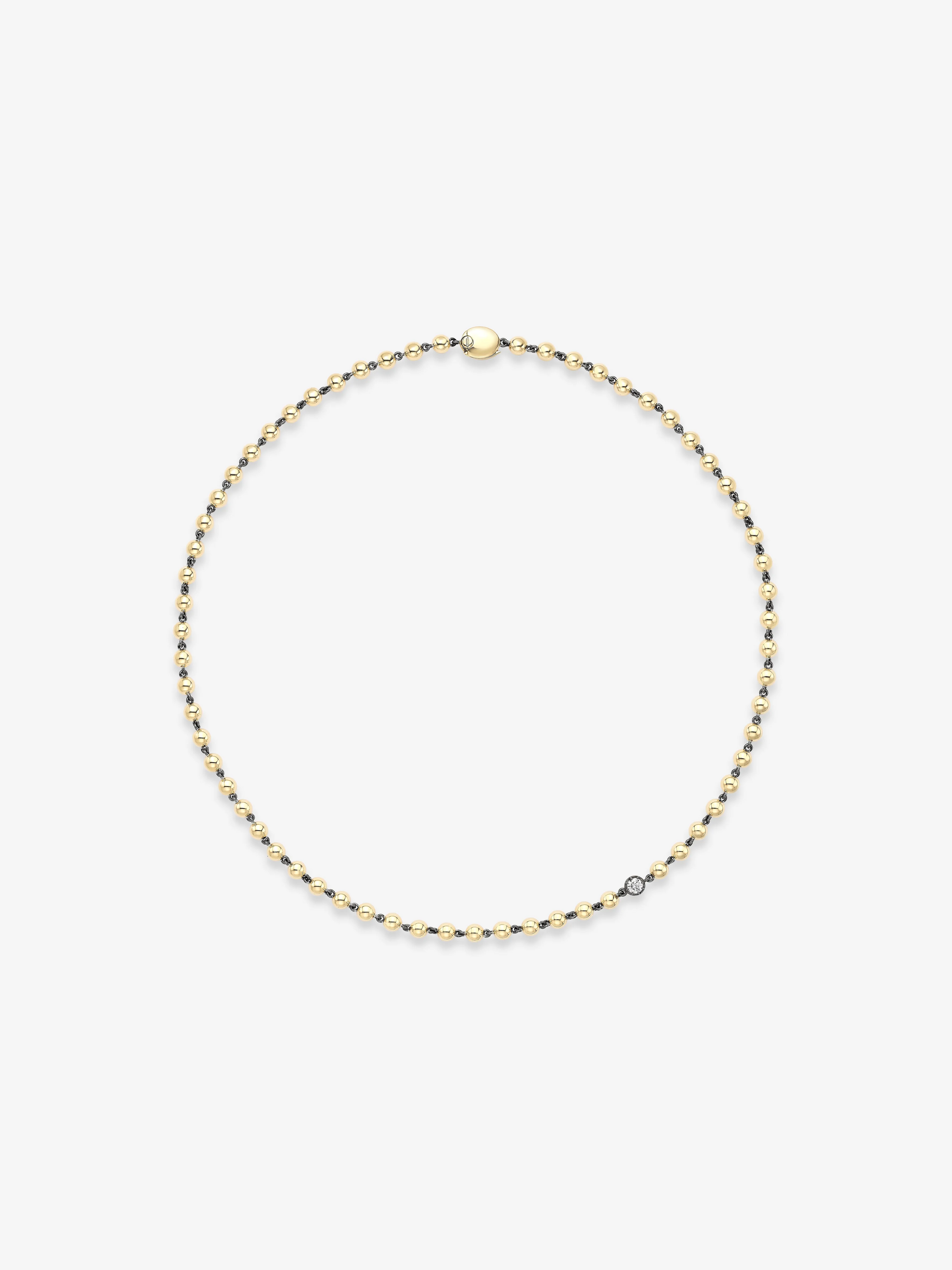 Ball n Chain Yellow Gold Diamond 18" Necklace View 1