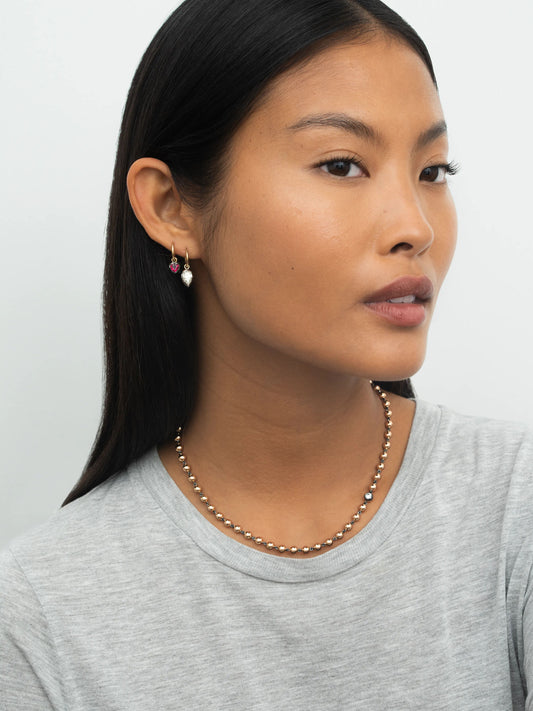 Ball n Chain Rose Gold Diamond 16" Necklace View 3