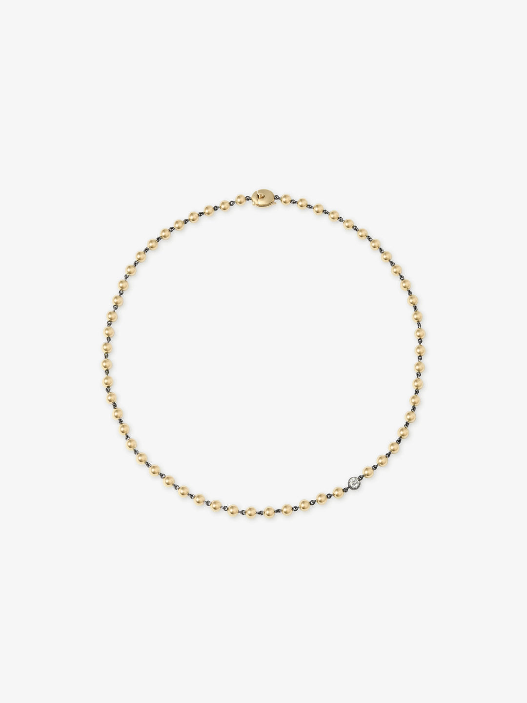 Ball n Chain Yellow Gold Diamond 16" Necklace  View 1