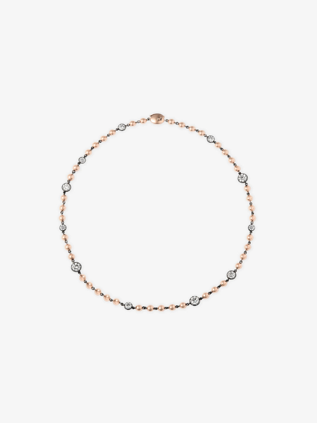 Ball n Chain Rose Gold Multi Diamond 16" Necklace  View 1
