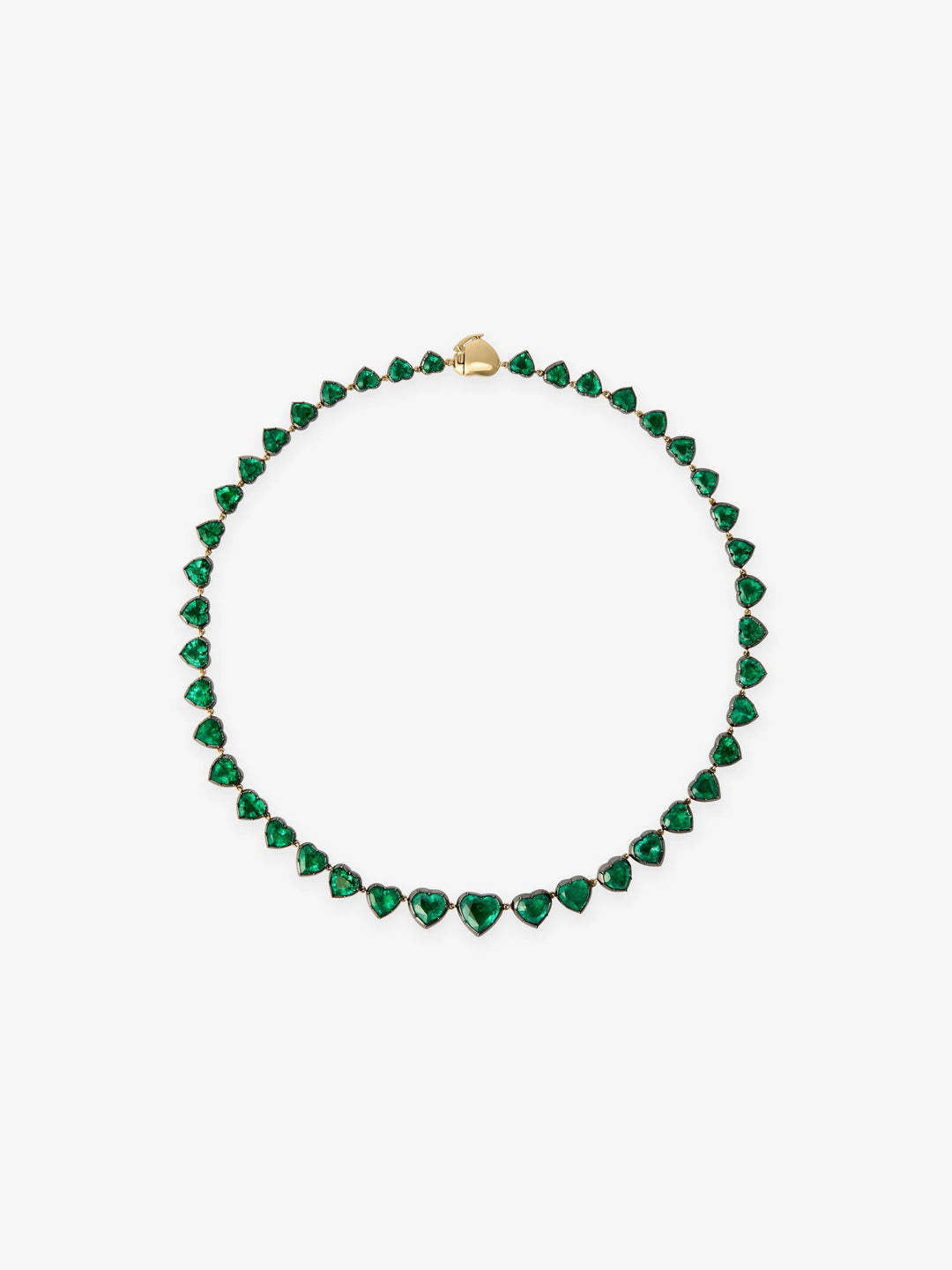 Signature Emerald Heart Button Back Necklace  View 1