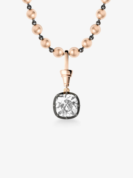 Ball n Chain 5.04ct Old Mine Cut Diamond Pendant View 2