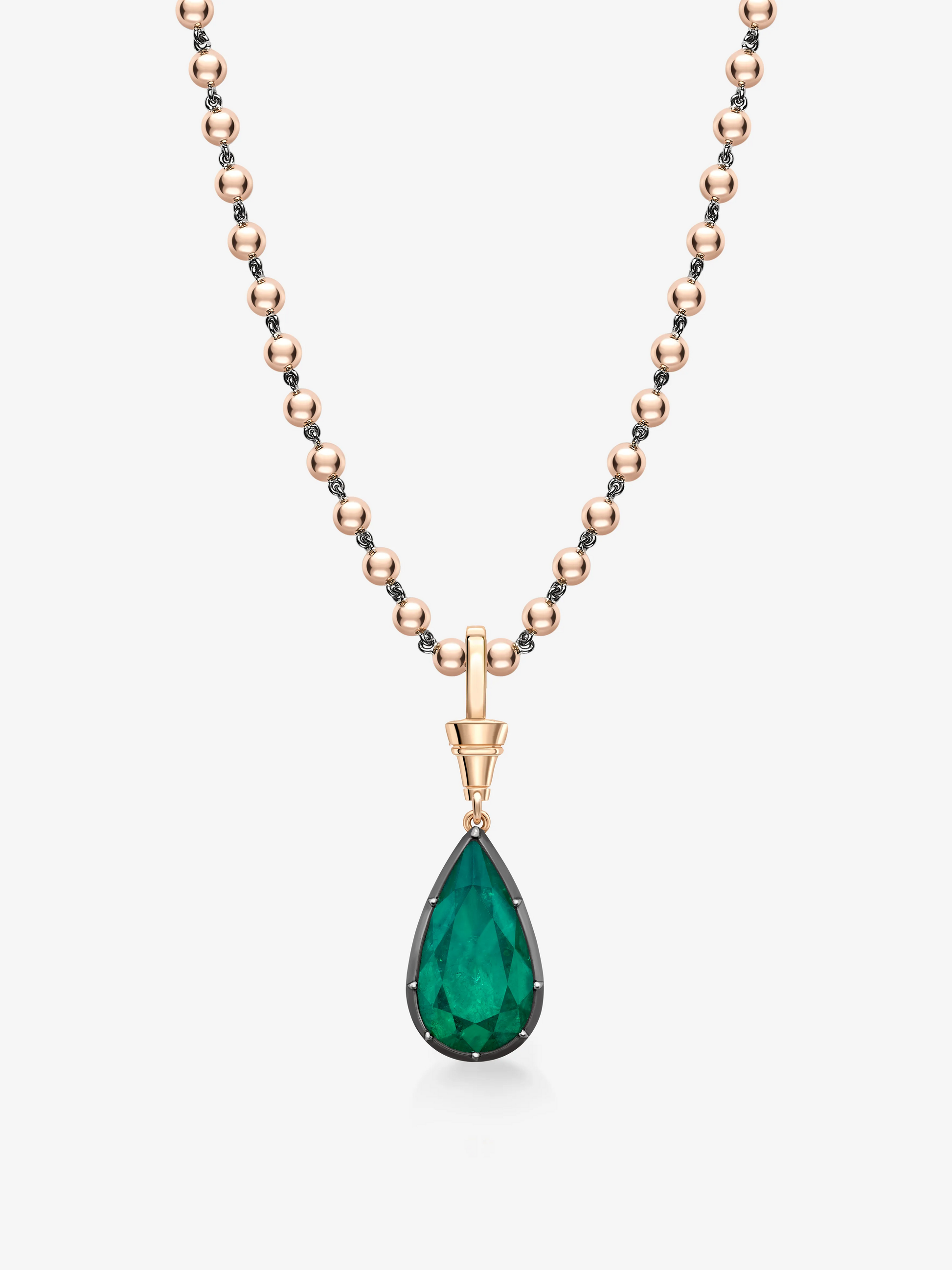 Ball n Chain 6.45ct Pear-Shaped Emerald Pendant View 2