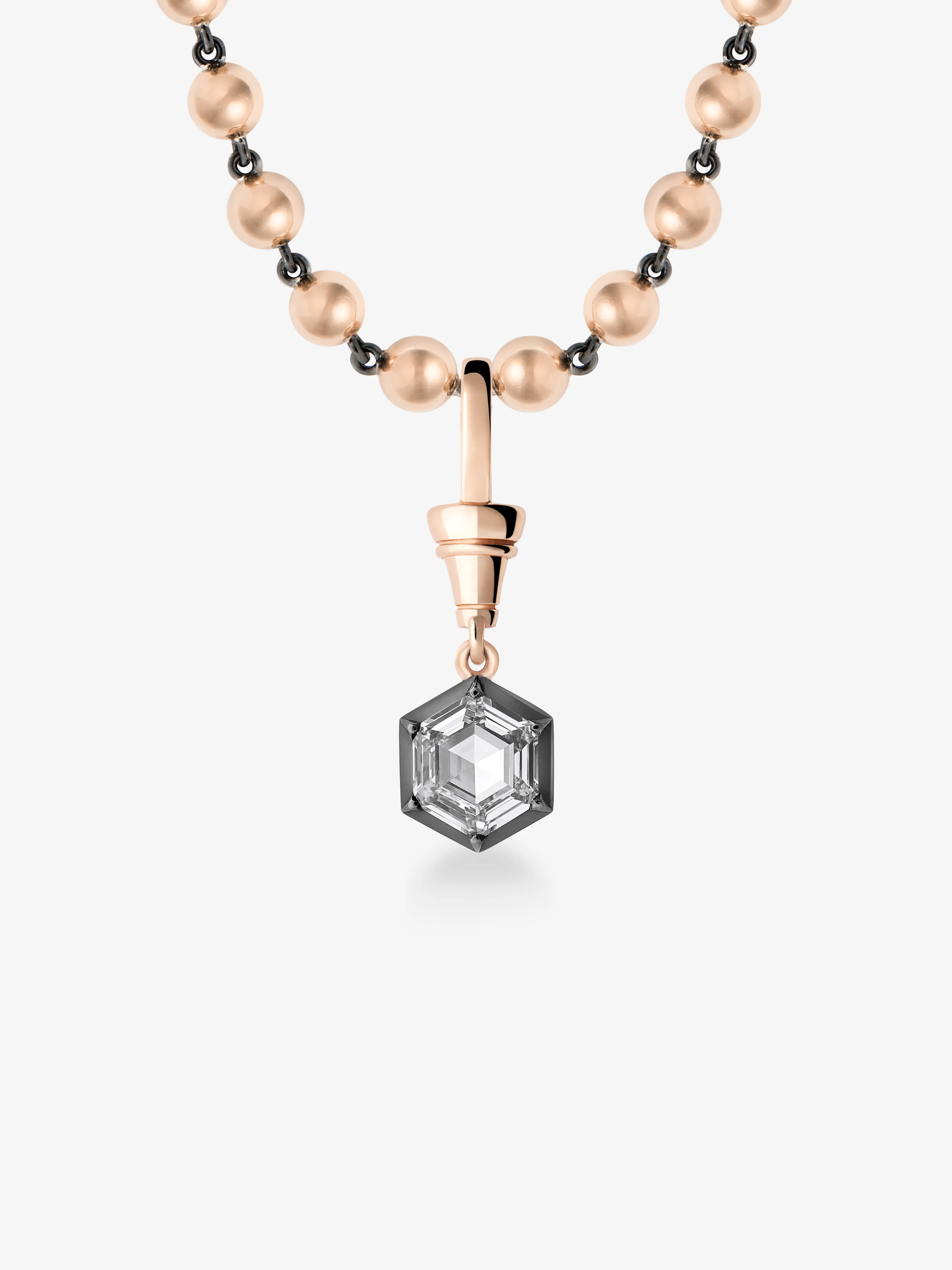 Ball n Chain 2.04ct Hexagon Diamond Pendant View 2
