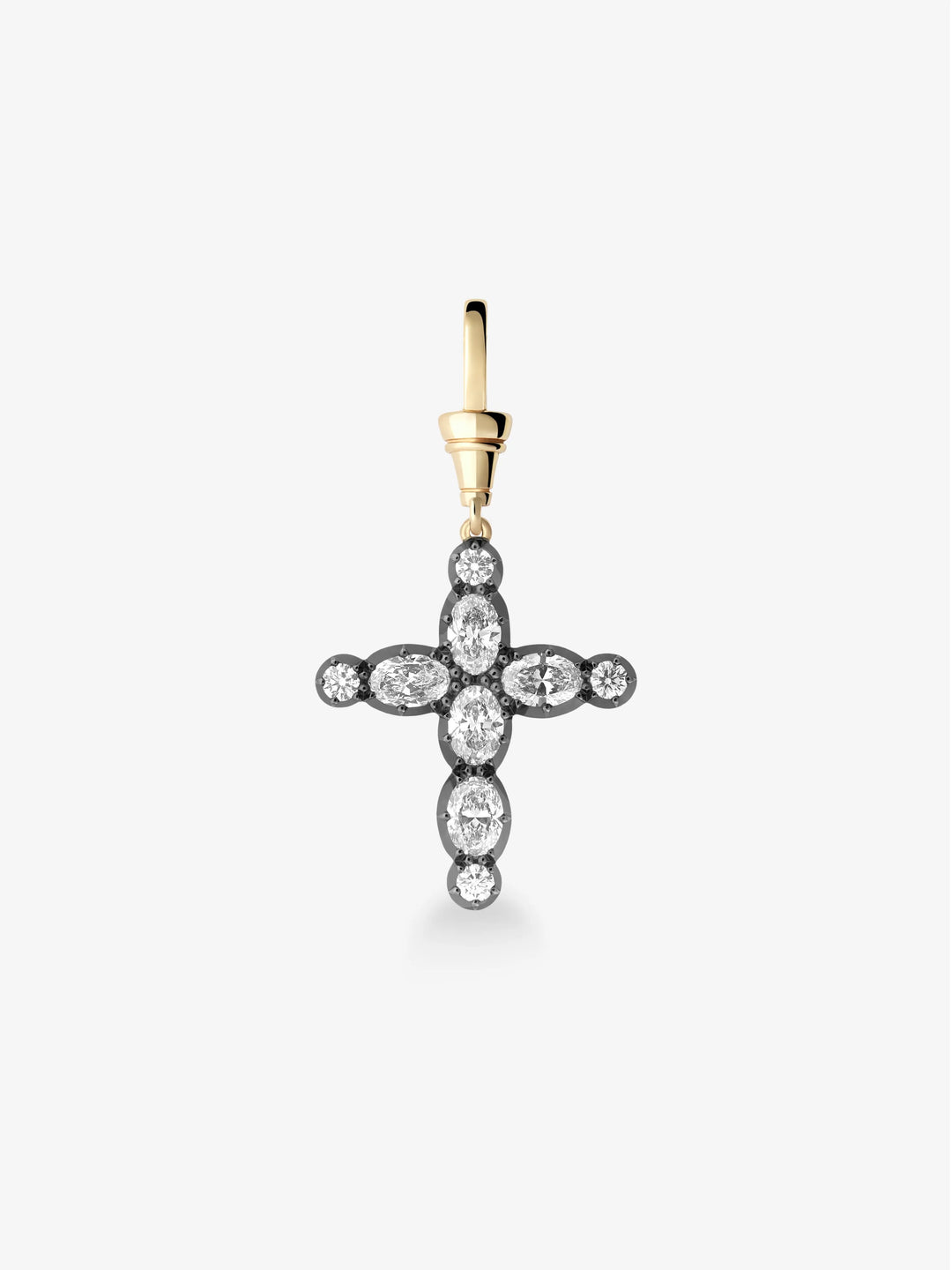 Oval Diamond Cross Pendant View 1