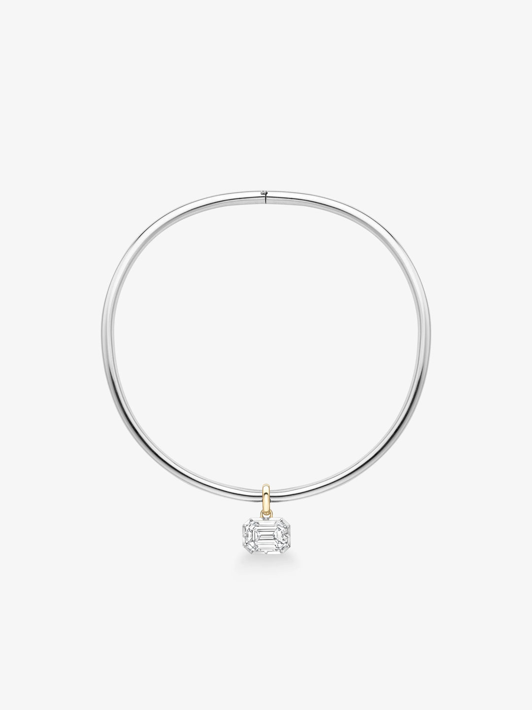 Emerald Cut Diamond Torque Necklace  View 1