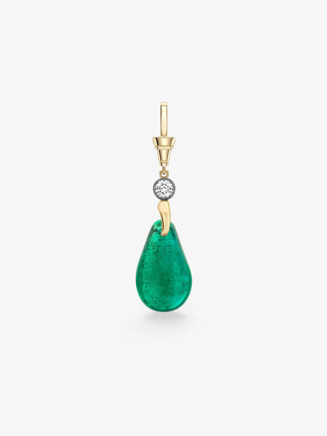 Fruit Salad Polished Emerald Pear & Diamond Pendant  View 1