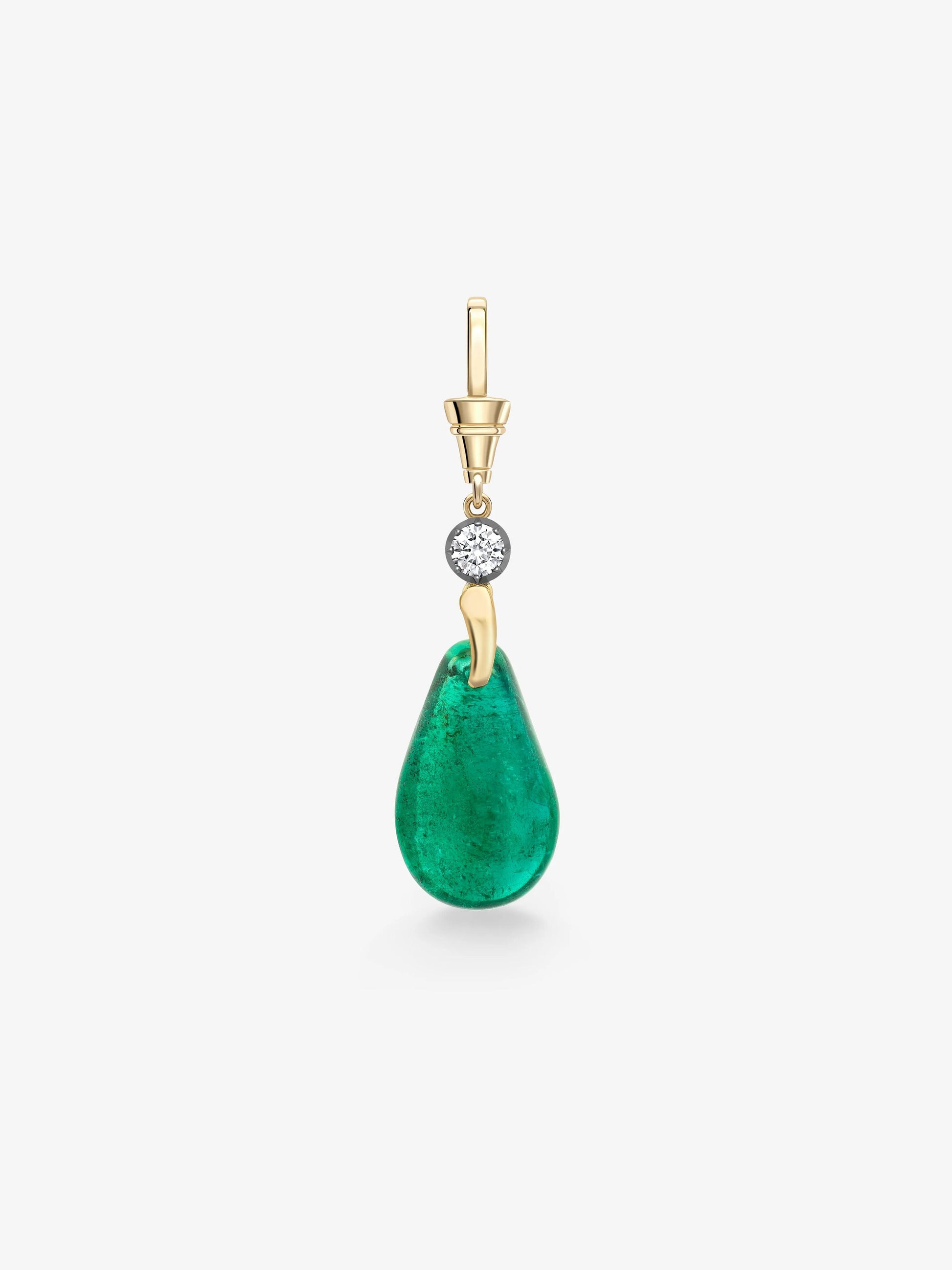 Fruit Salad Polished Emerald Pear & Diamond Pendant View 1
