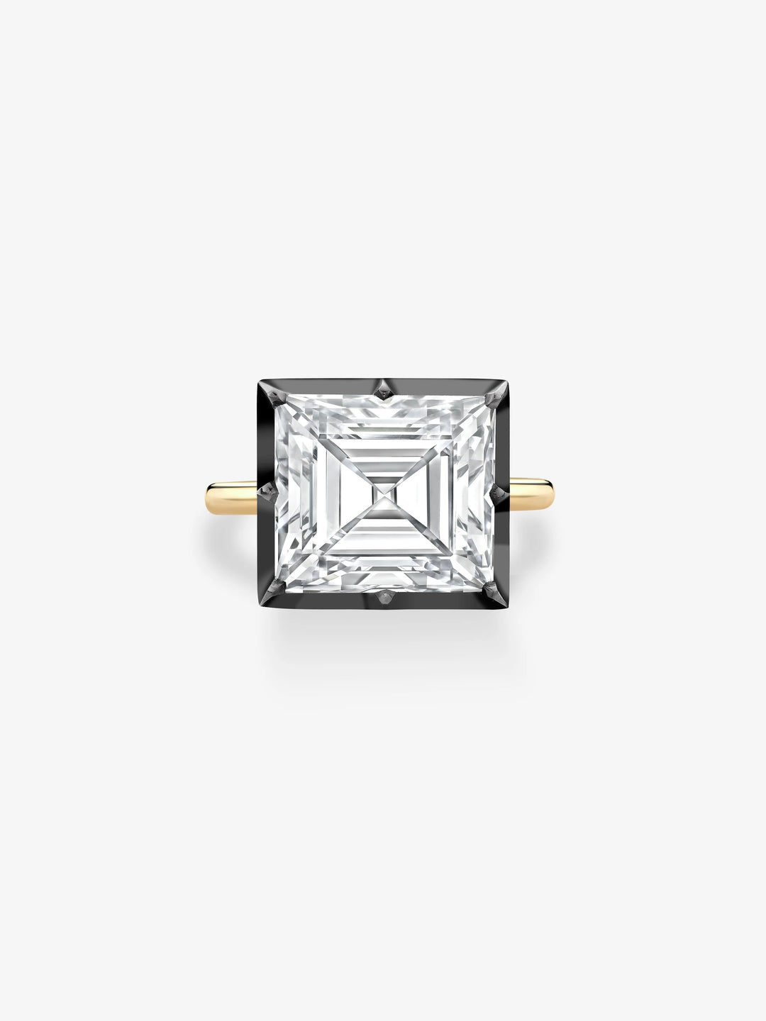 10.48ct East-West Emerald Cut Diamond Button Back Ring  View 1