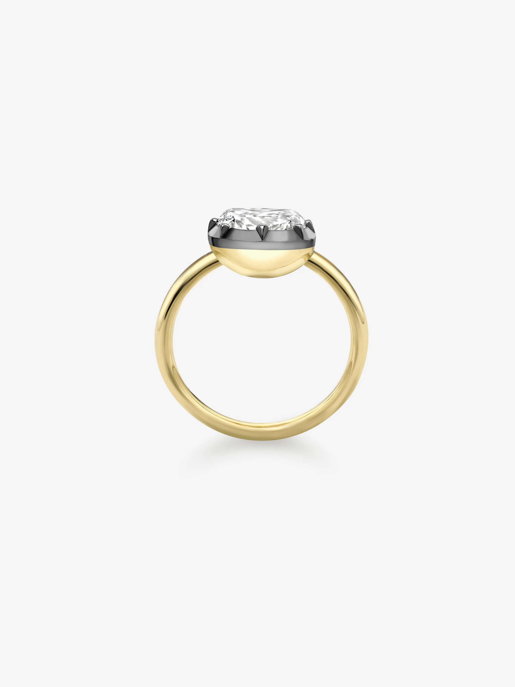 3.10ct East-West Cushion Diamond Button Back Ring View 3