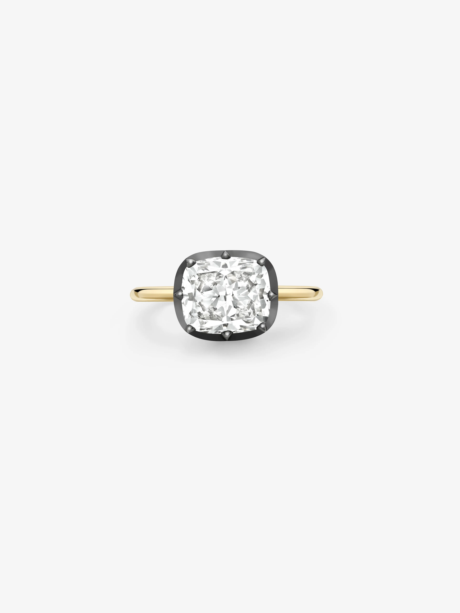 3.10ct East-West Cushion Diamond Button Back Ring View 1