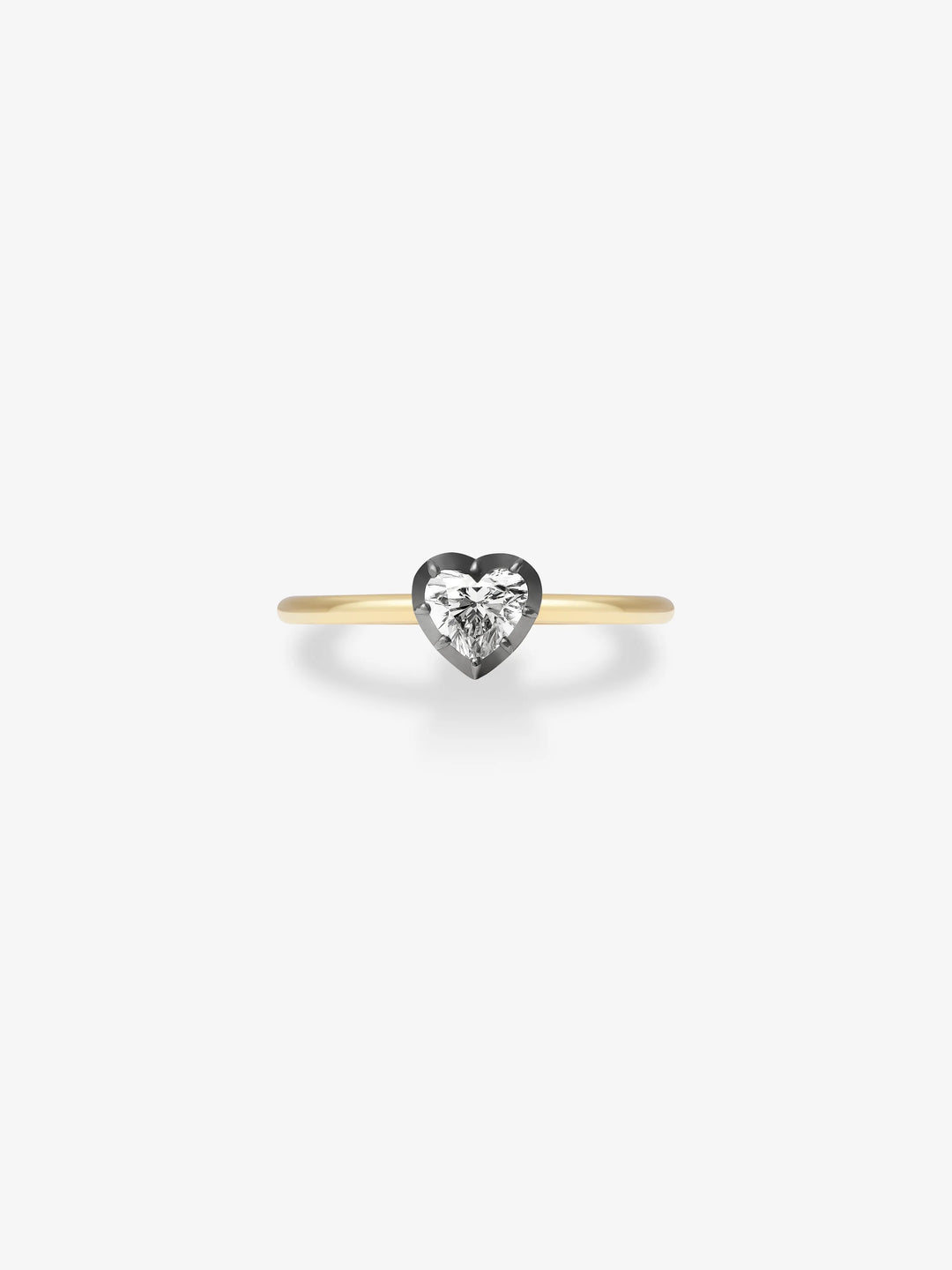0.70ct Heart-Shaped Diamond & Blackened Gold Button Back Ring  View 1