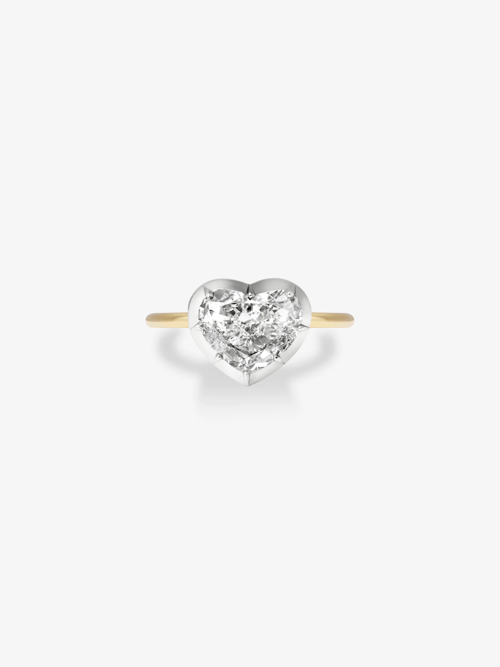 3ct Heart-Shaped Diamond & White Gold Button Back Ring View 1