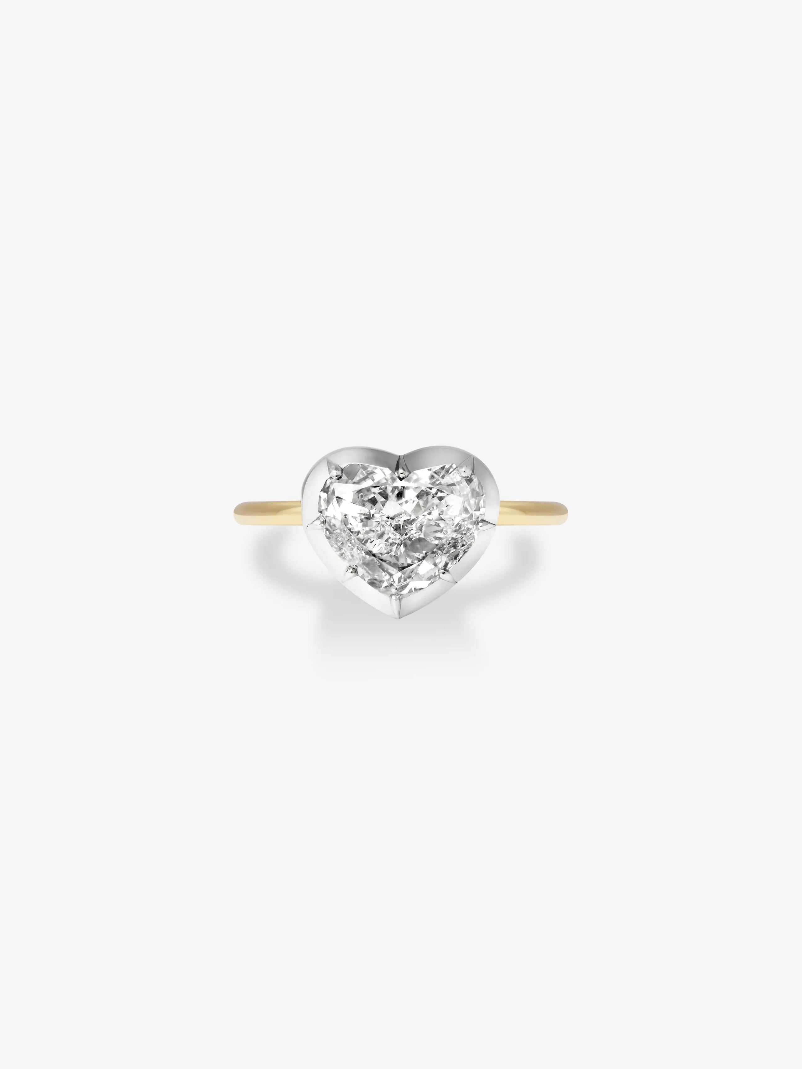 3ct Heart-Shaped Diamond & White Gold Button Back Ring View 1