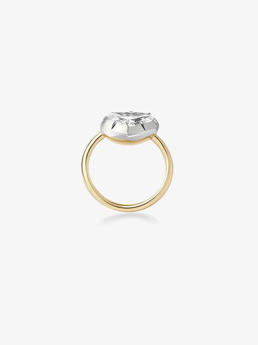 3ct Heart-Shaped Diamond & White Gold Button Back Ring View 2