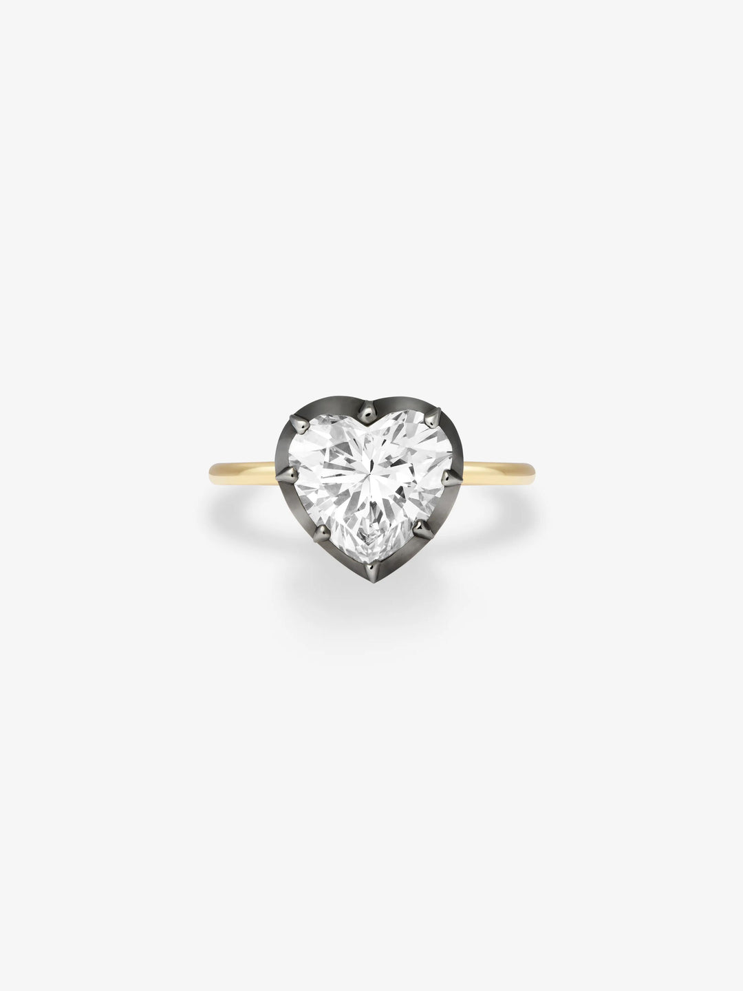 3.57ct Heart-Shaped Diamond & Blackened Gold Button Back Ring  View 1
