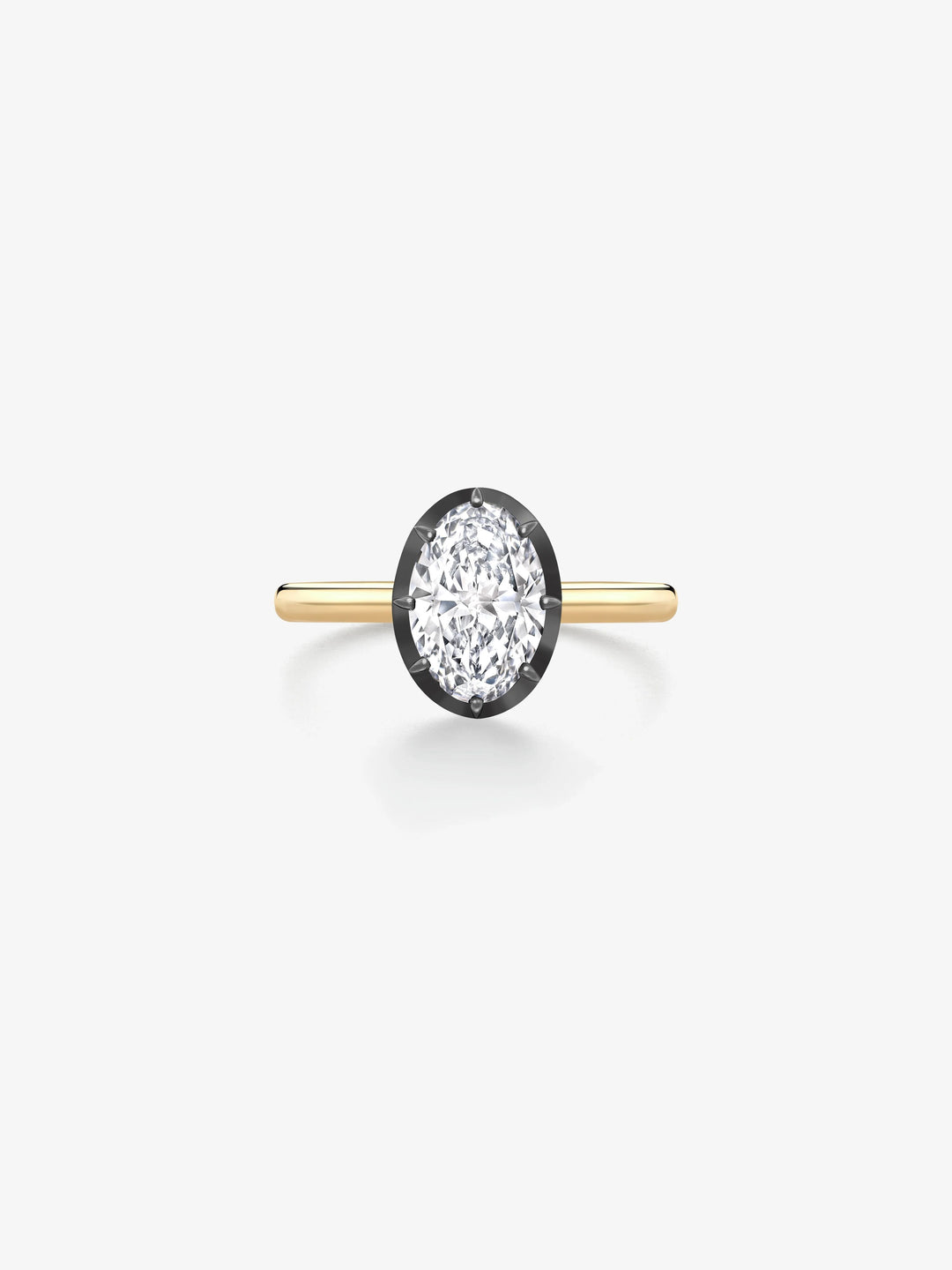 1.53ct Oval Diamond & Blackened Gold Button Back Ring  View 1