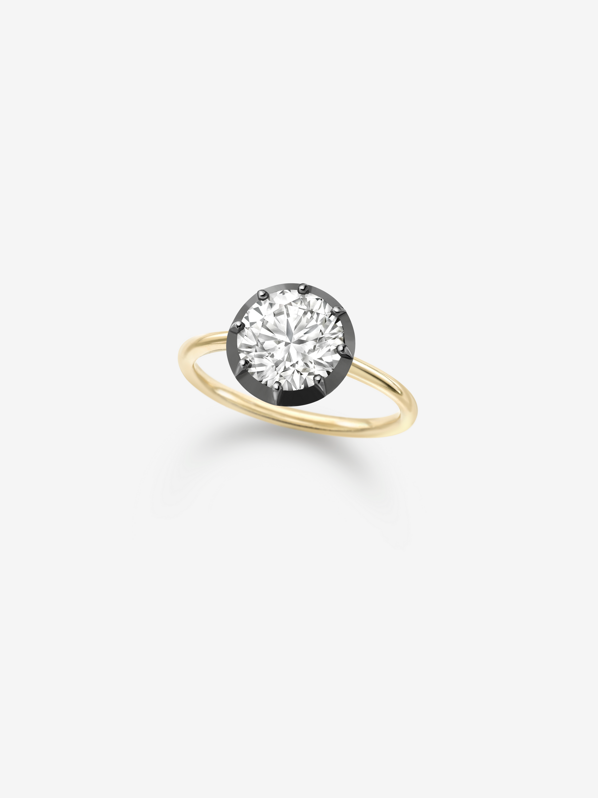 2.50ct Diamond & Blackened Gold Button Back Ring View 2