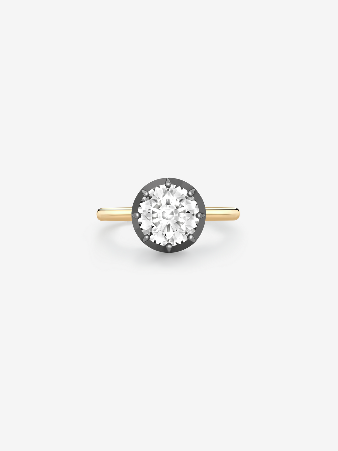 2.50ct Diamond & Blackened Gold Button Back Ring  View 1