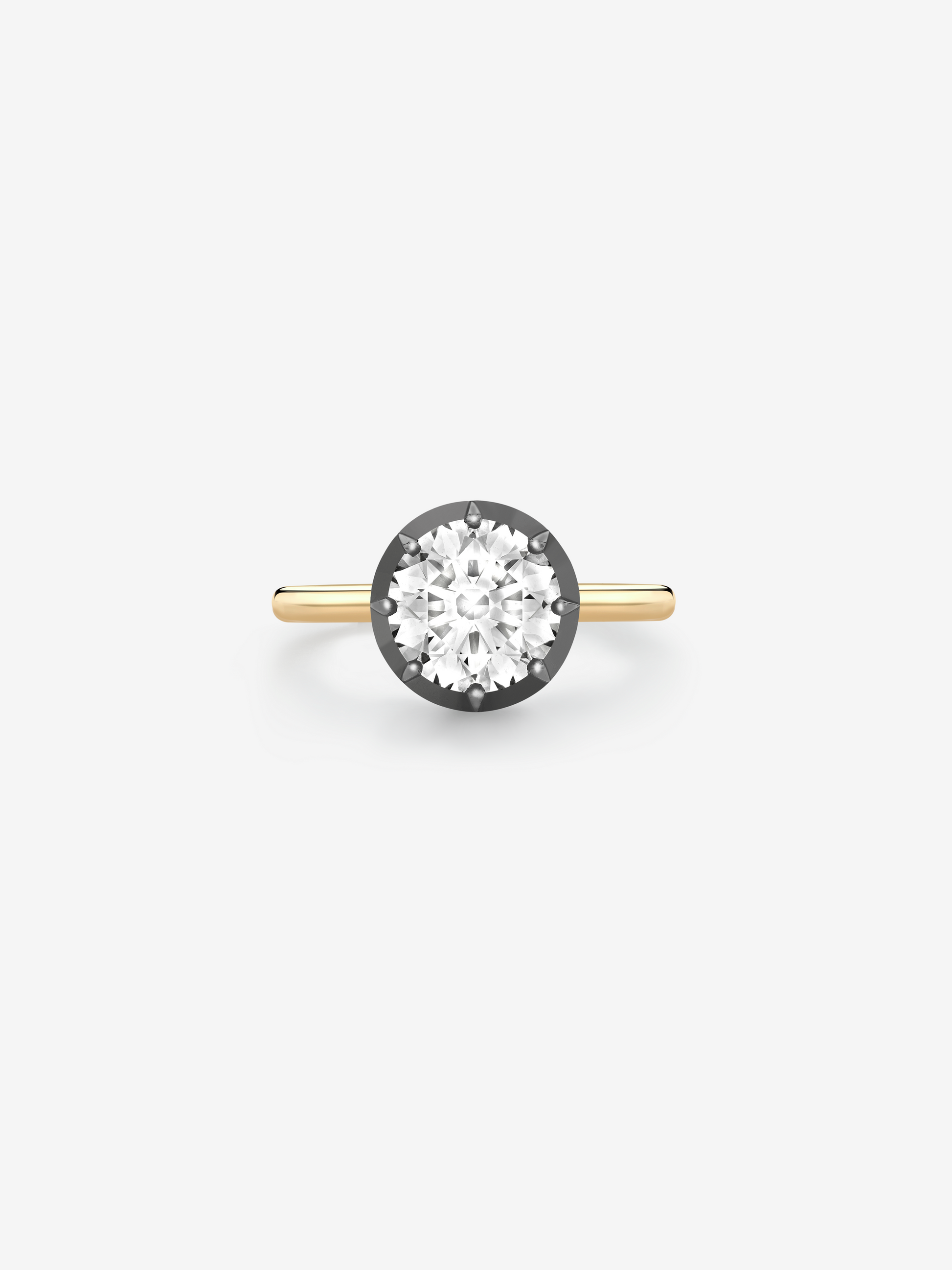 2.50ct Diamond & Blackened Gold Button Back Ring View 1
