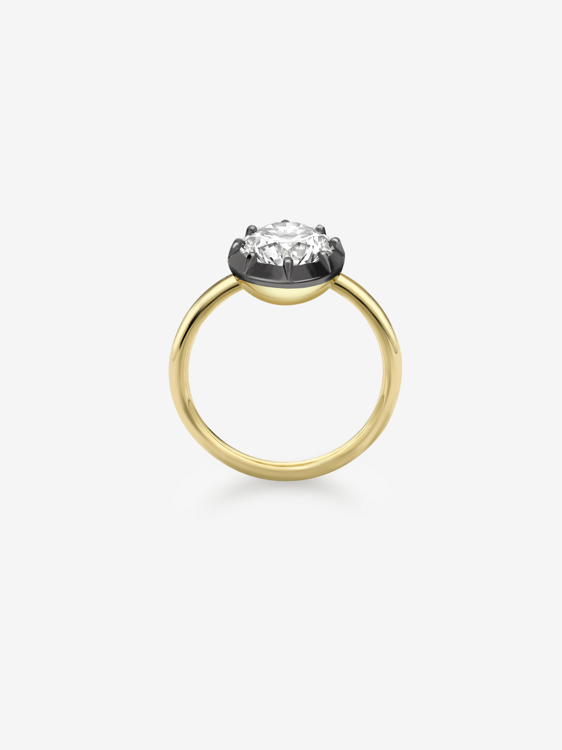 2.50ct Diamond & Blackened Gold Button Back Ring View 3