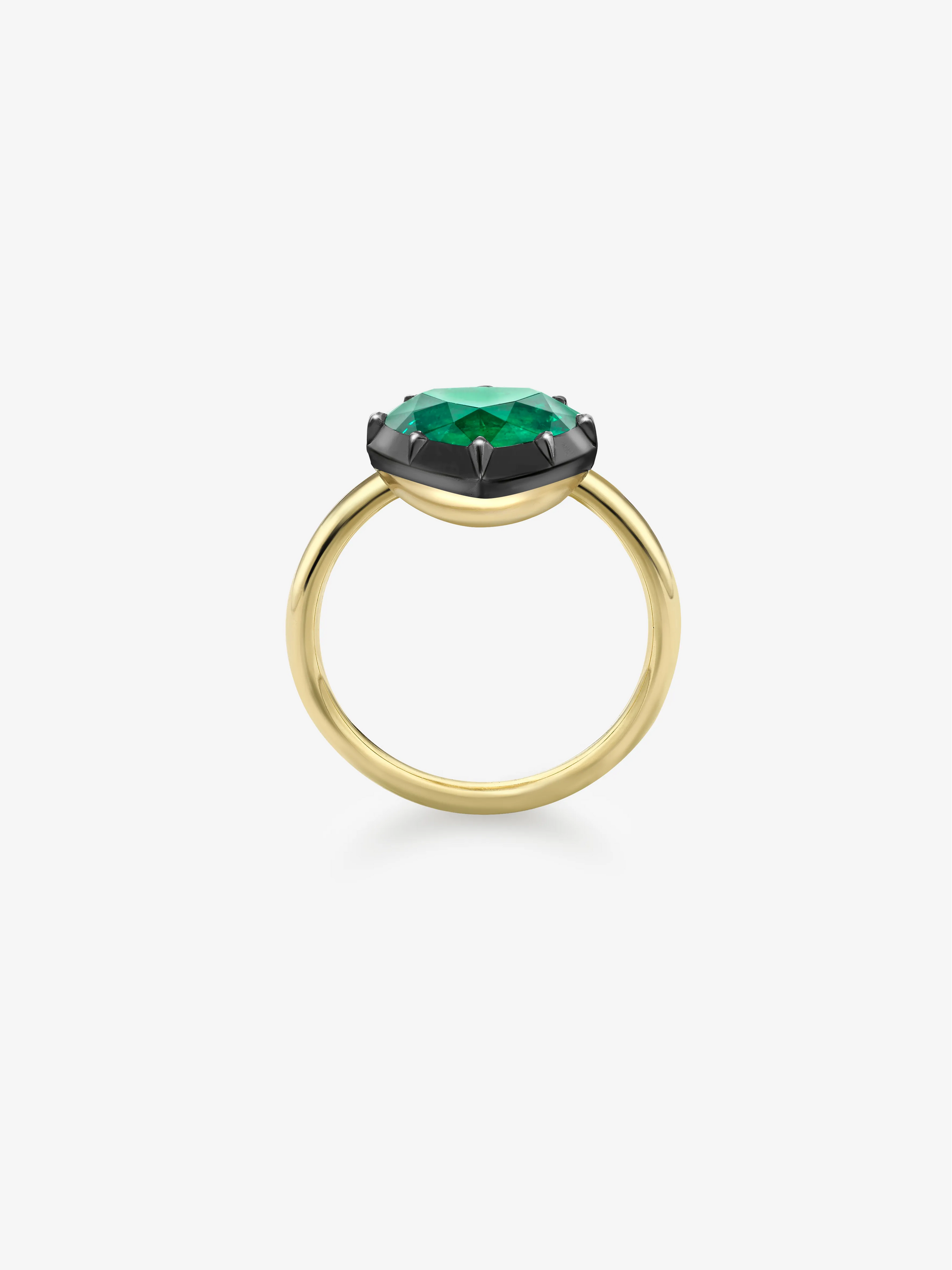 2.65ct Heart-Shaped Emerald Button Back Ring View 4