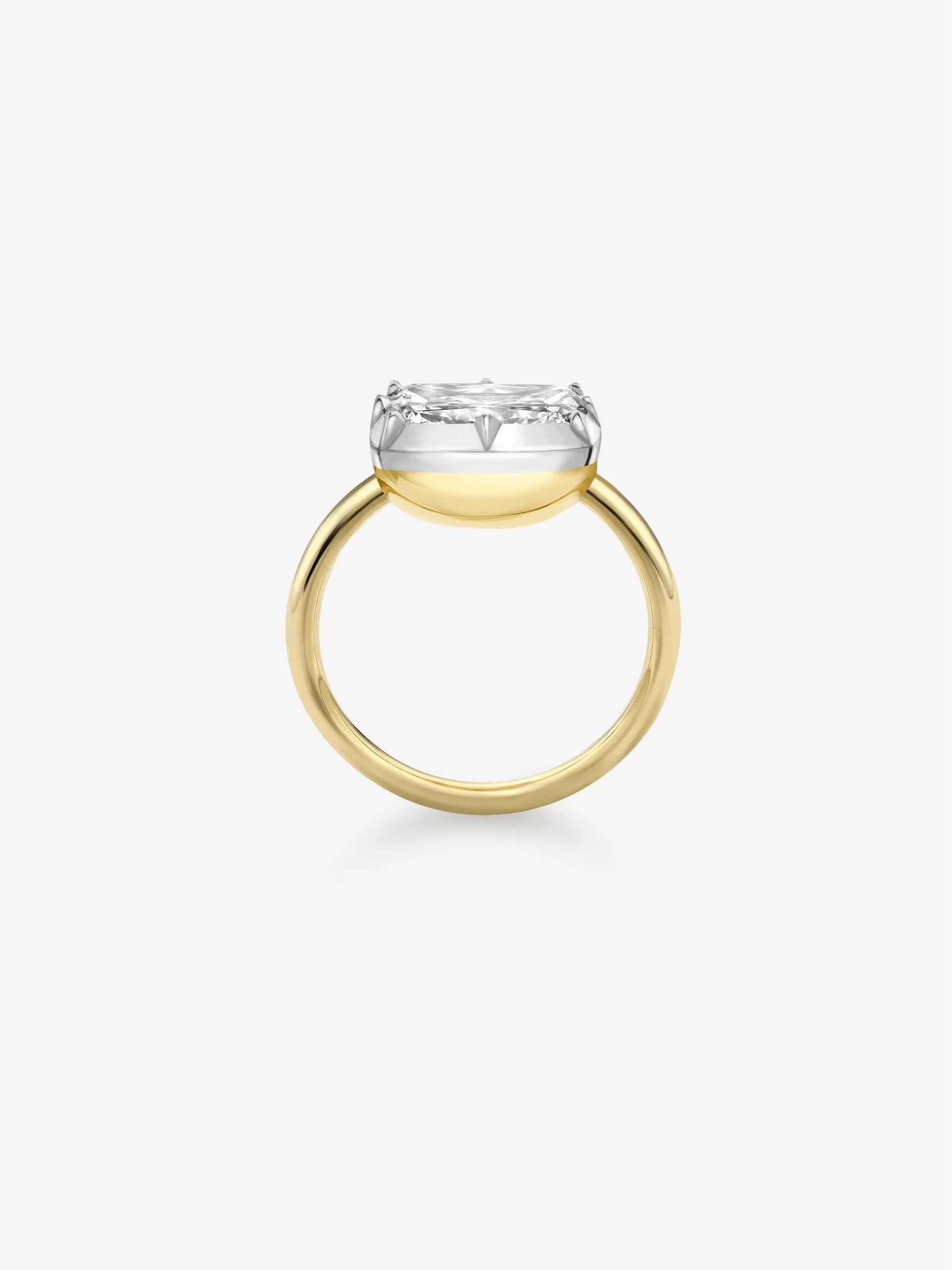 4.23ct East-West Cushion Diamond Button Back Ring View 3