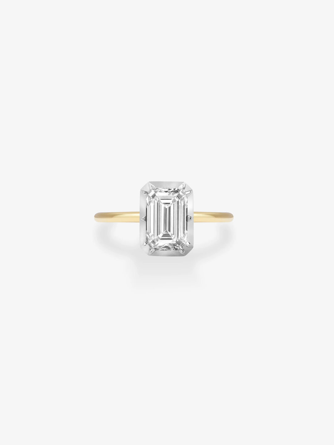 2ct Emerald Cut Diamond & White Gold Button Back Ring  View 1